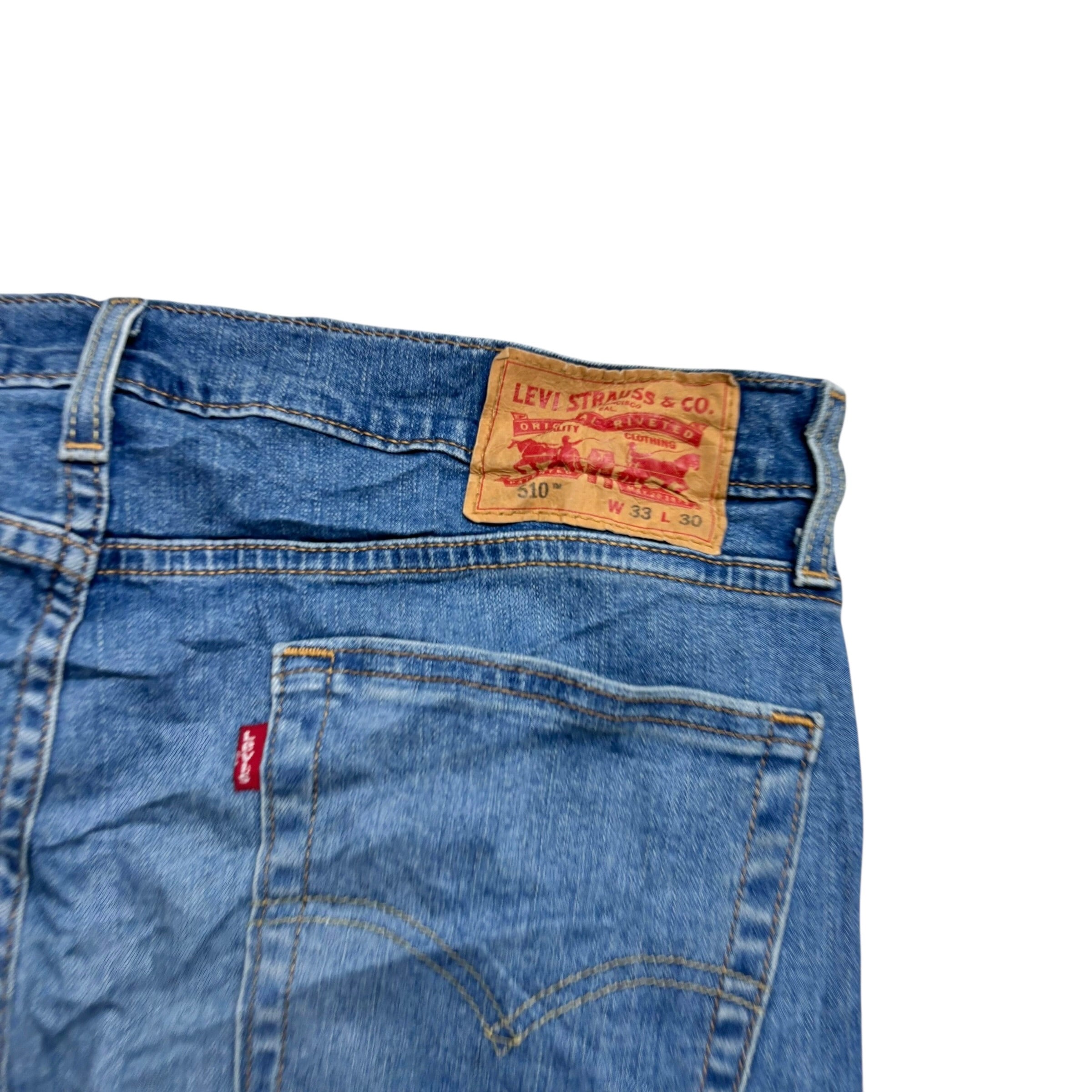 Levis 510 Jeans W33 L30 Mens Mid Blue Skinny Fit Stretch Denim (E)