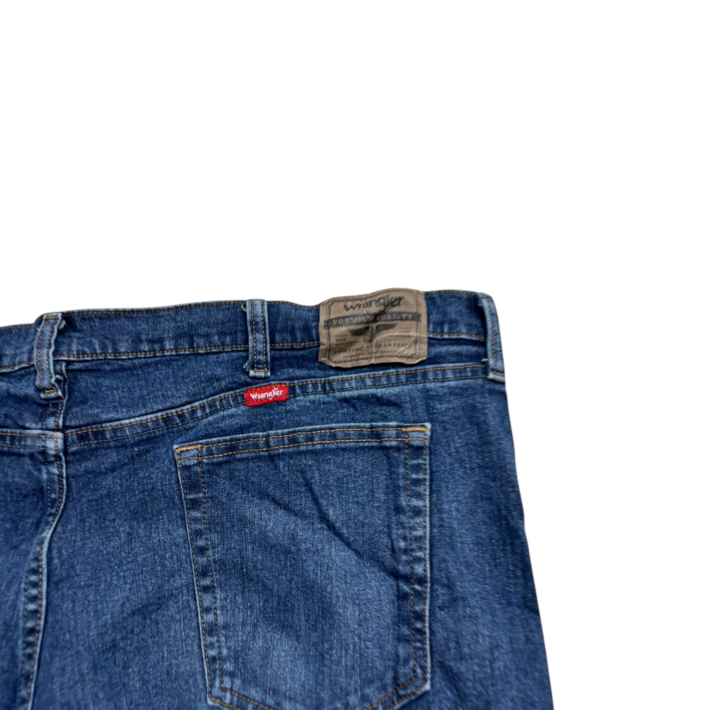 Wrangler Jeans W44 L30 Mens Mid Blue Relaxed Straight Fit Stretch Denim (E)