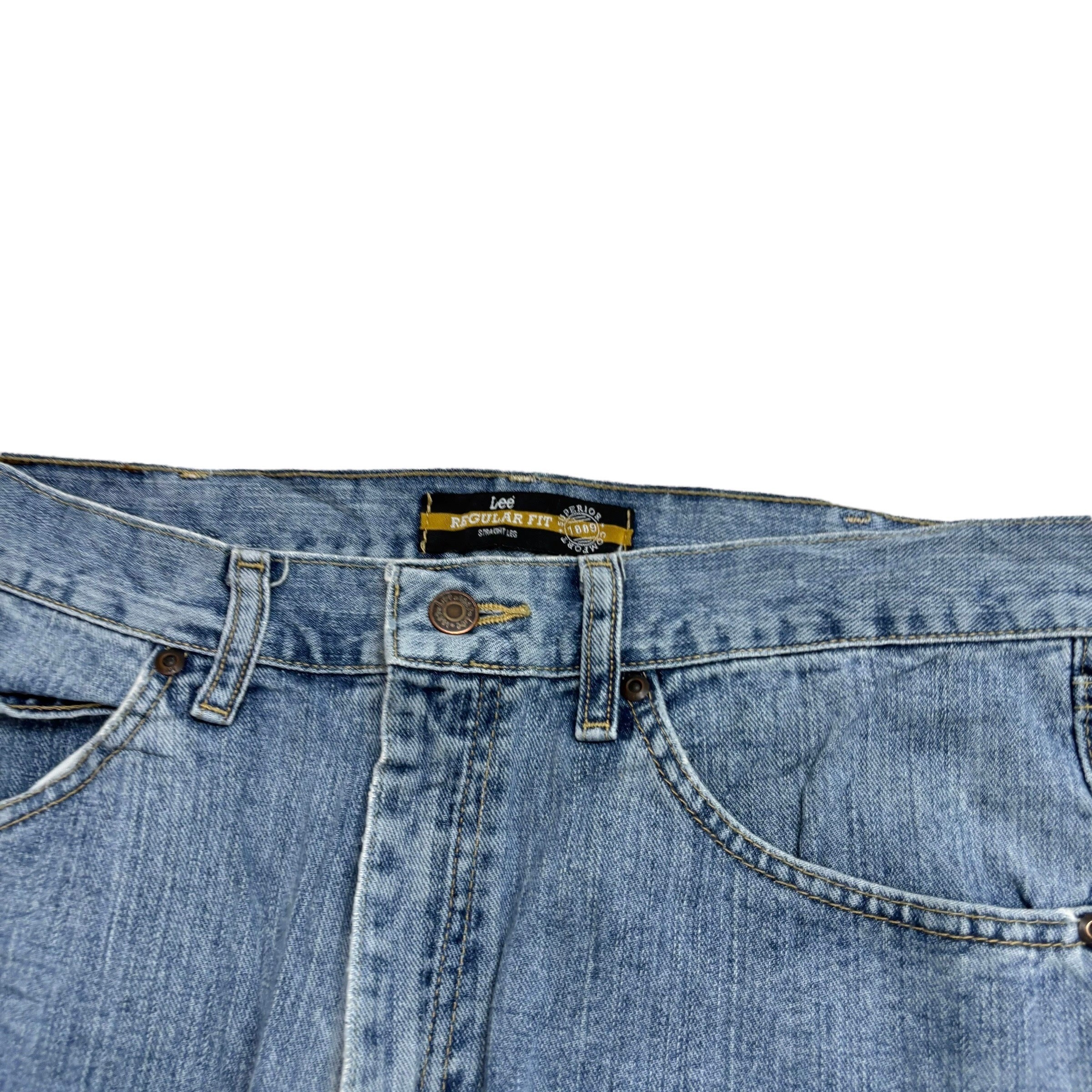 Lee Jeans W34 L34 Mens Light Blue Regular Straight Fit Vintage Denim (E)