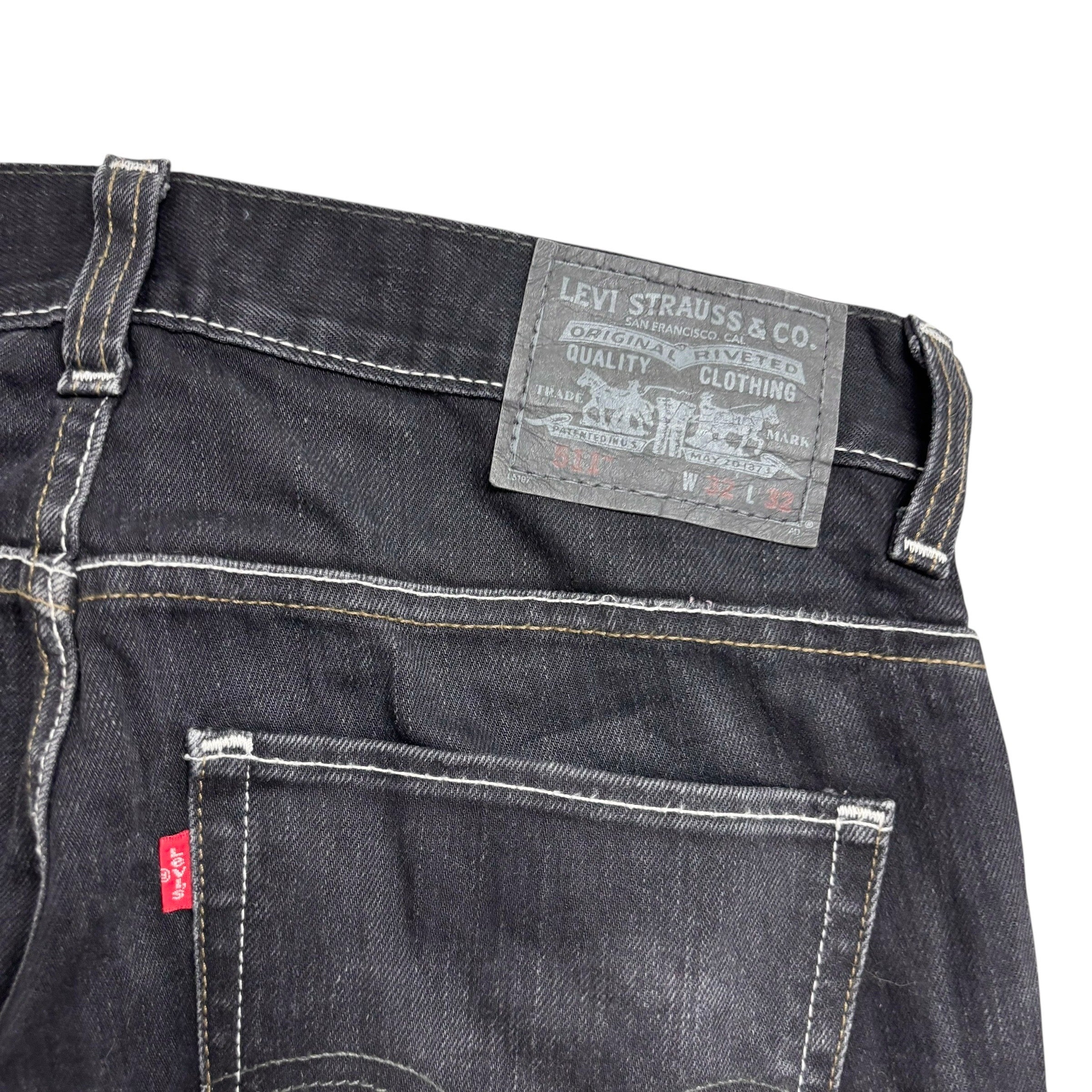 Levis 511 Jeans W32 L34 Mens Black Slim Fit Vintage Denim (E)