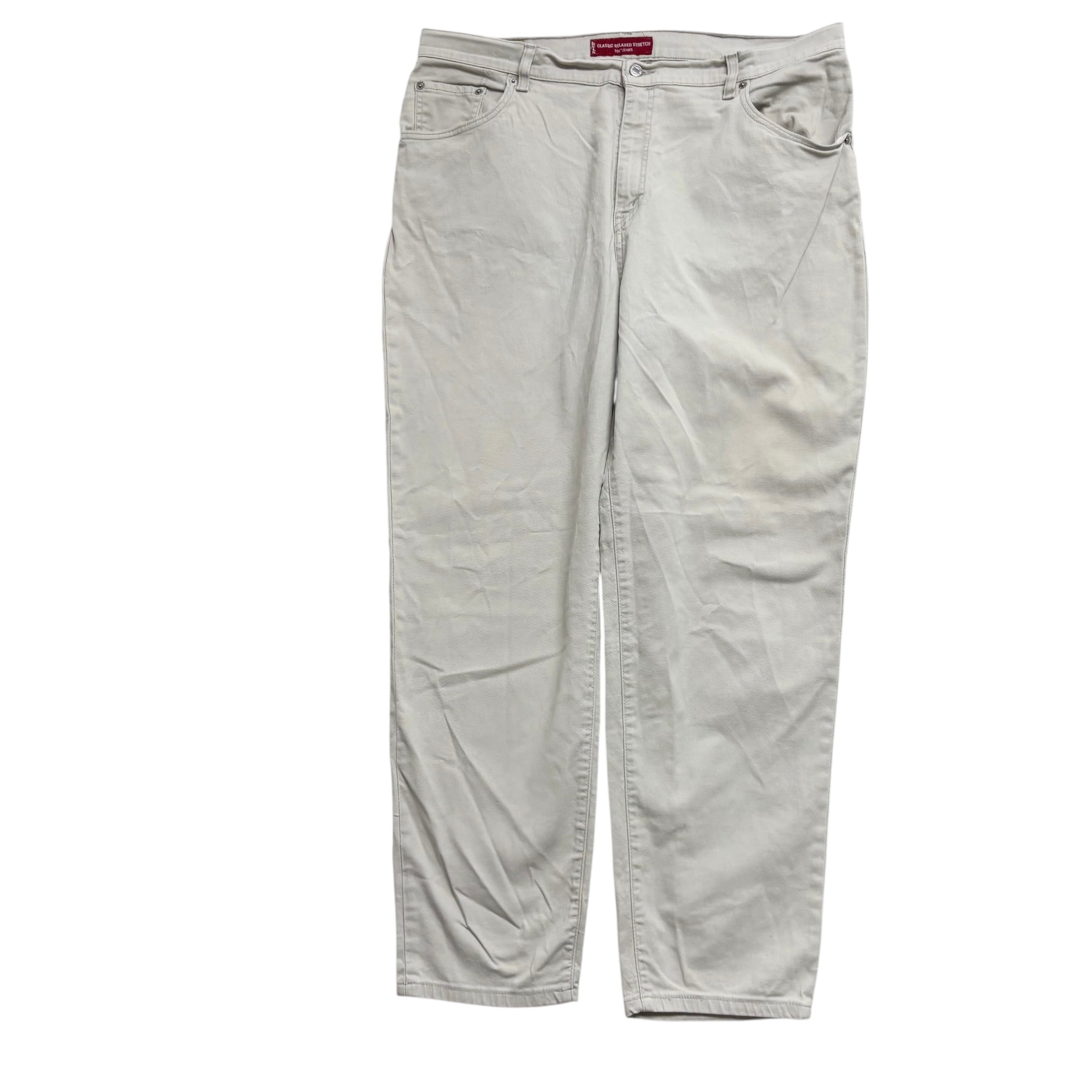 Levis 550 Jeans W40 L30 Womens Cream Relaxed Tapered Vintage Stretch (E)