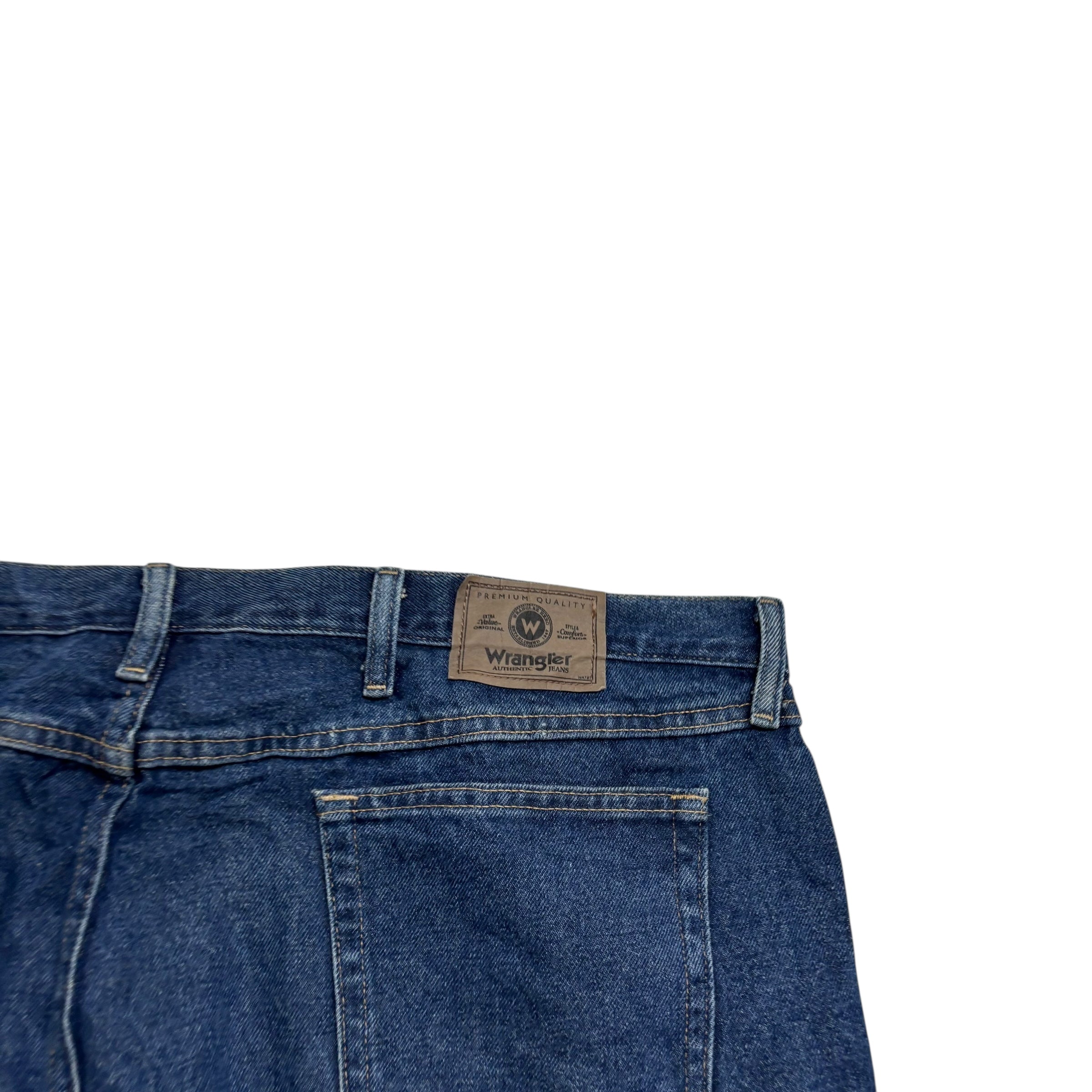 Wrangler Jeans W46 L32 Mens Dark Blue Relaxed Straight Fit Vintage Denim (E)