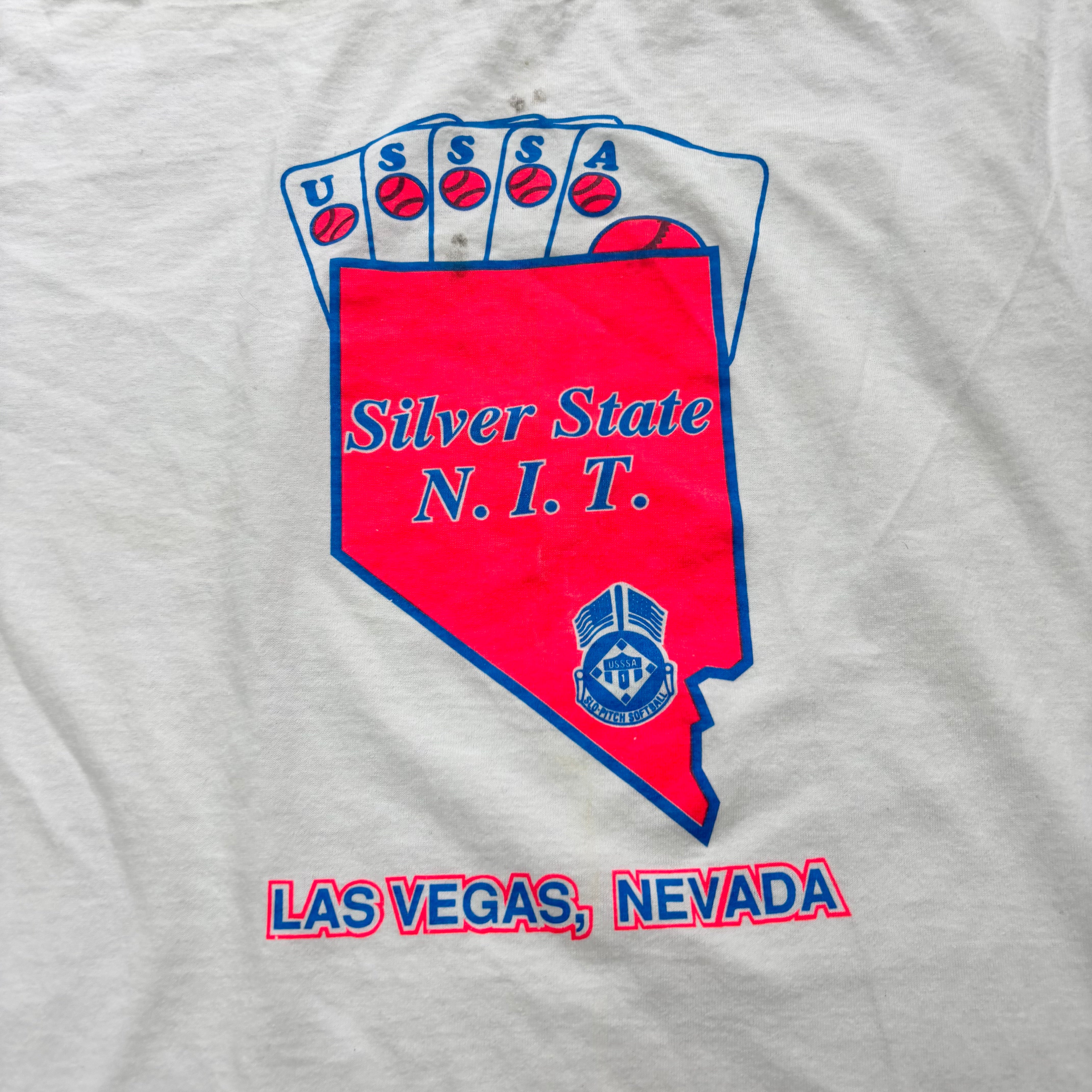 Vintage T Shirt Mens Large White Single Stitch Graphic Print 90s USA (F)