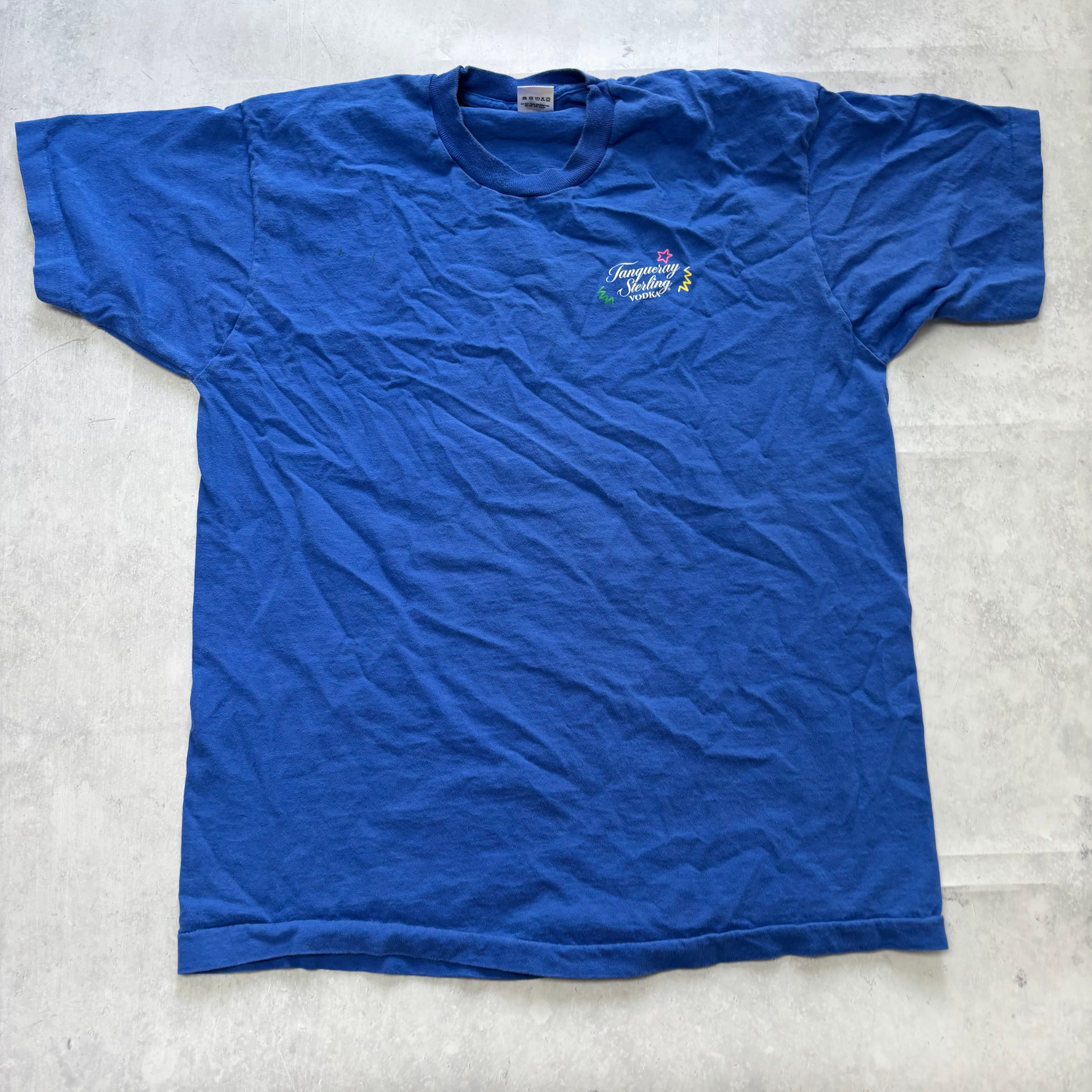Vintage T Shirt Mens XL Blue Single Stitch Graphic Print 90s USA Vodka (E)
