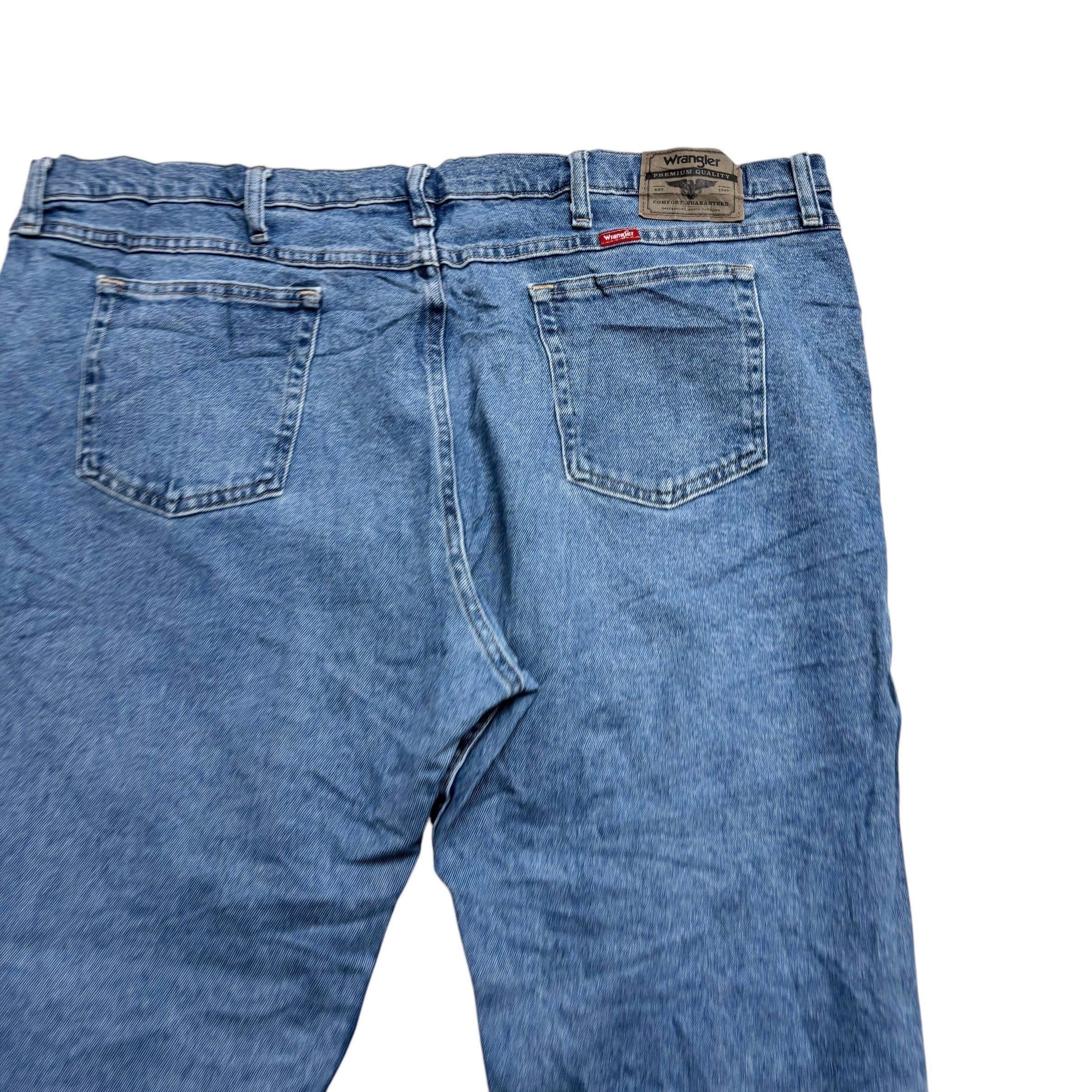 Wrangler Jeans W46 L28 Mens Light Blue Regular Straight Fit Stretch Denim (E)
