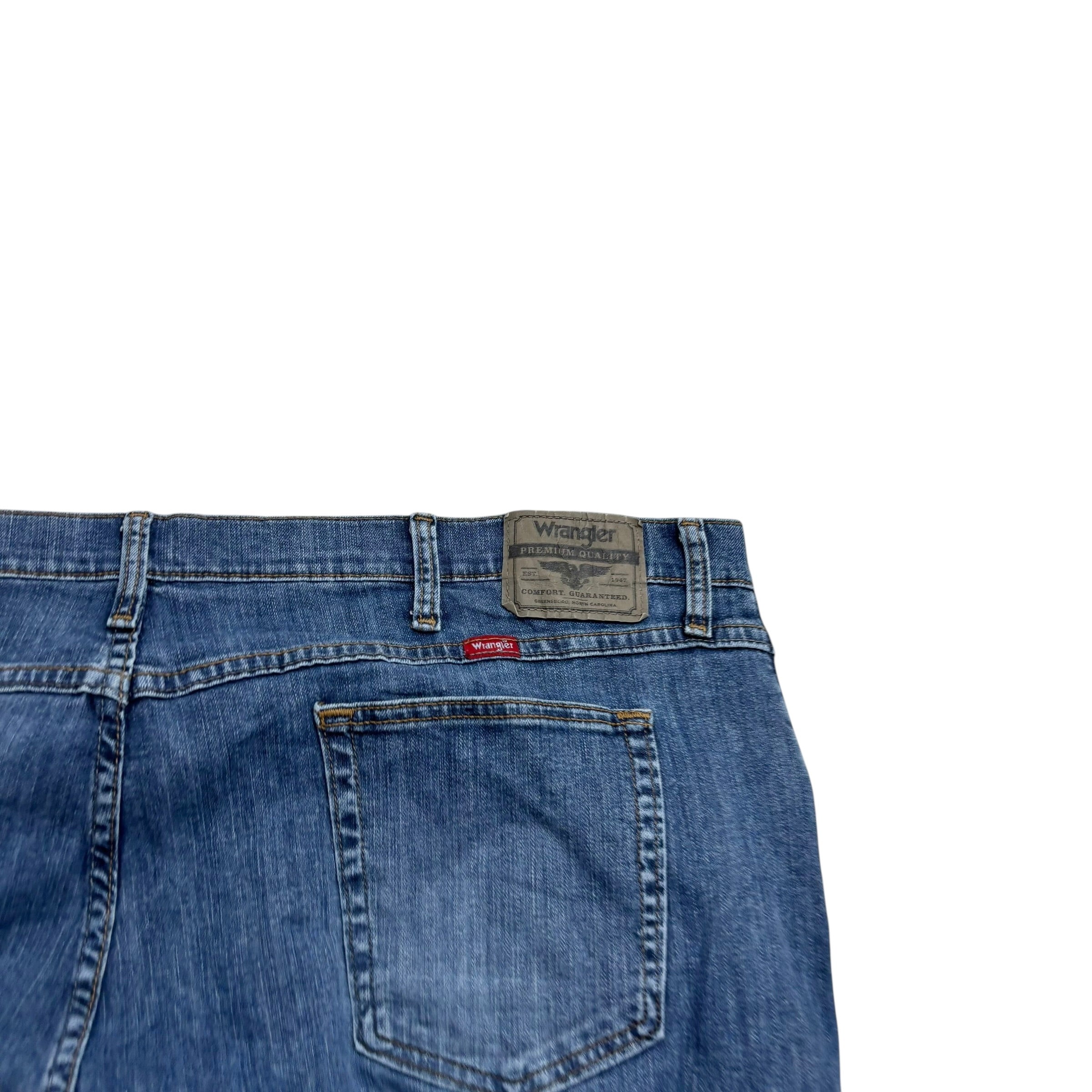 Wrangler Jeans W46 L30 Mens Mid Blue Relaxed Straight Fit Stretch Denim (E)
