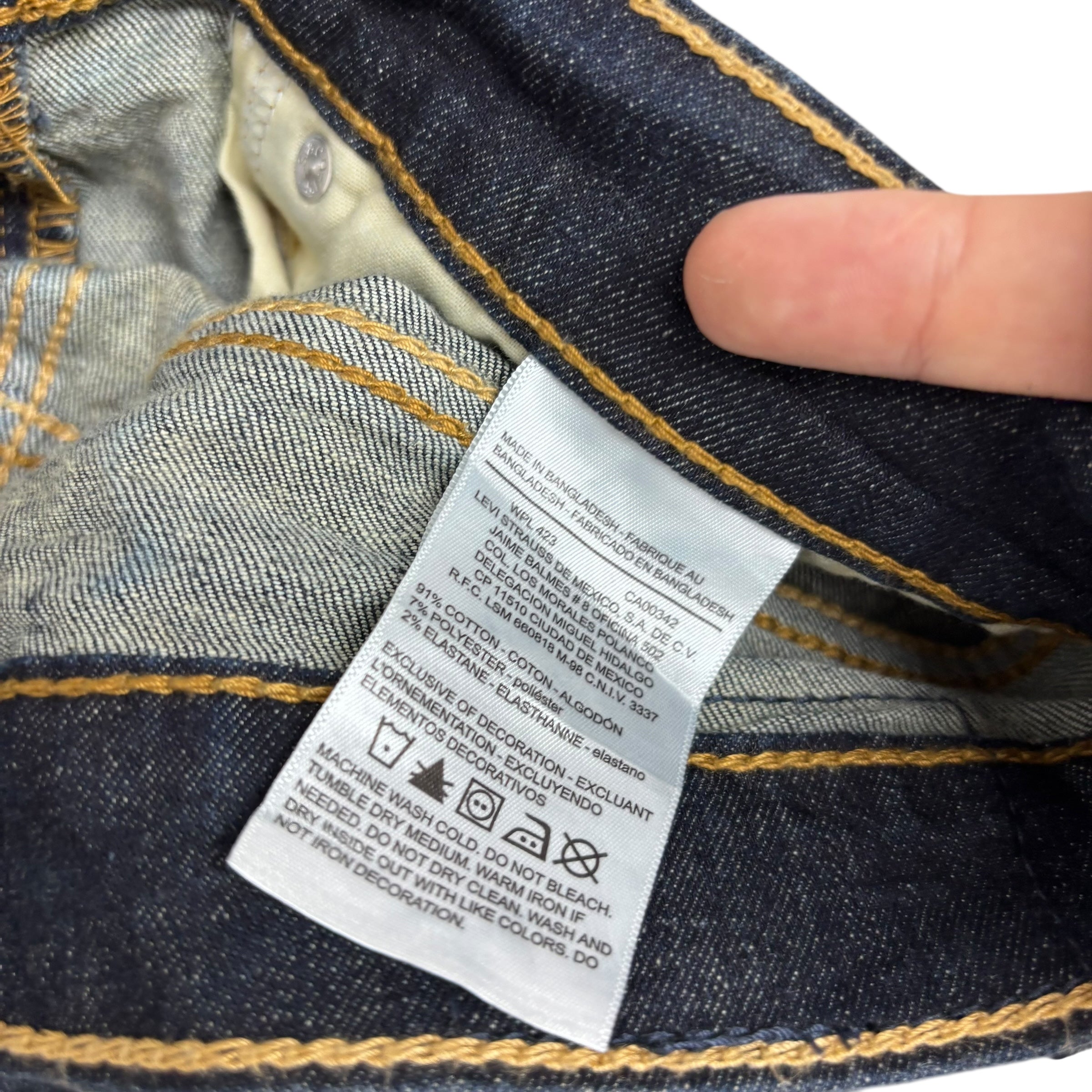 Levis Denizen Jeans W31 L29 Mens Dark Blue Slim Tapered Fit Stretch Denim (E)