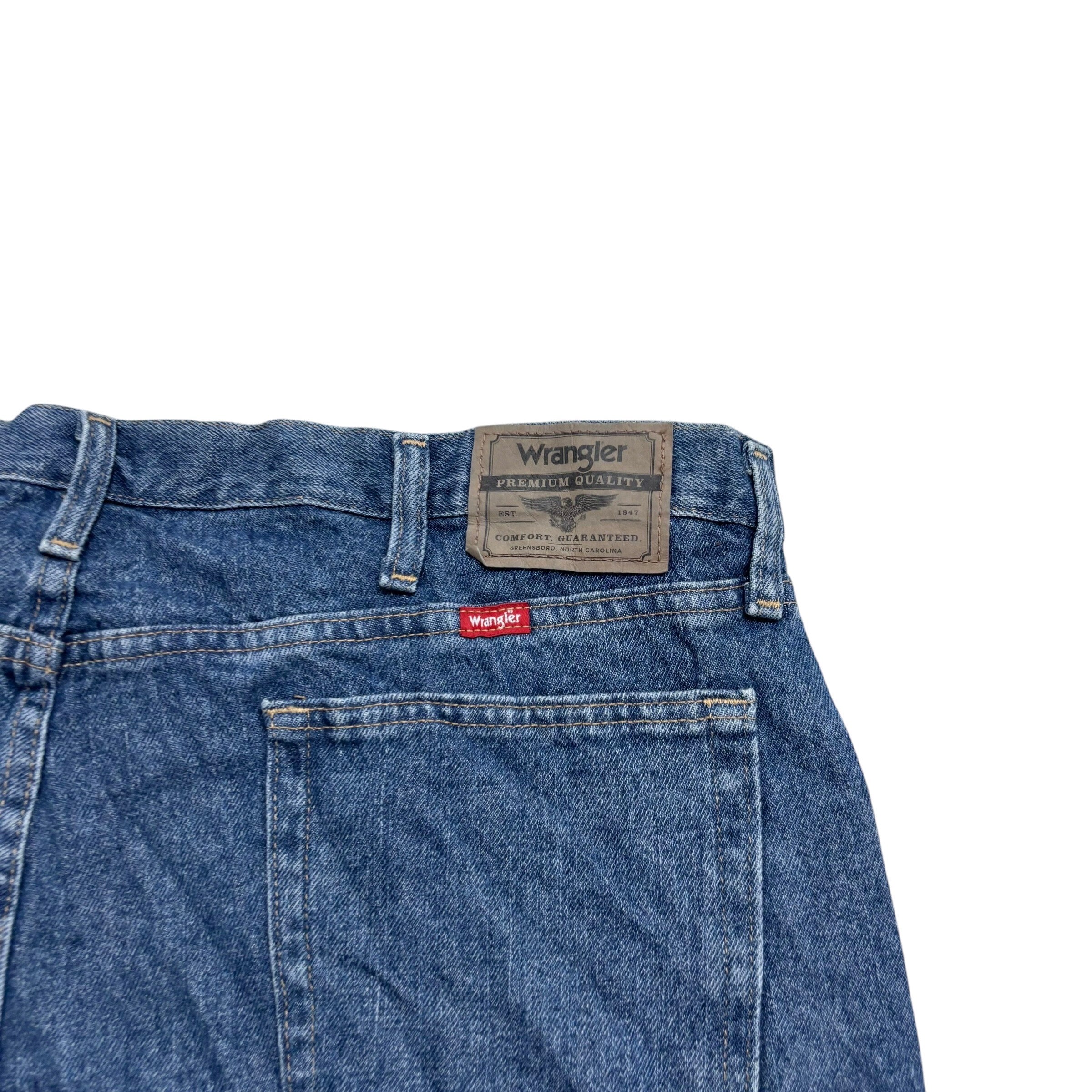 Vintage Wrangler Jorts W40 Mens Denim Shorts Mid Blue Baggy Relaxed Fit (E)