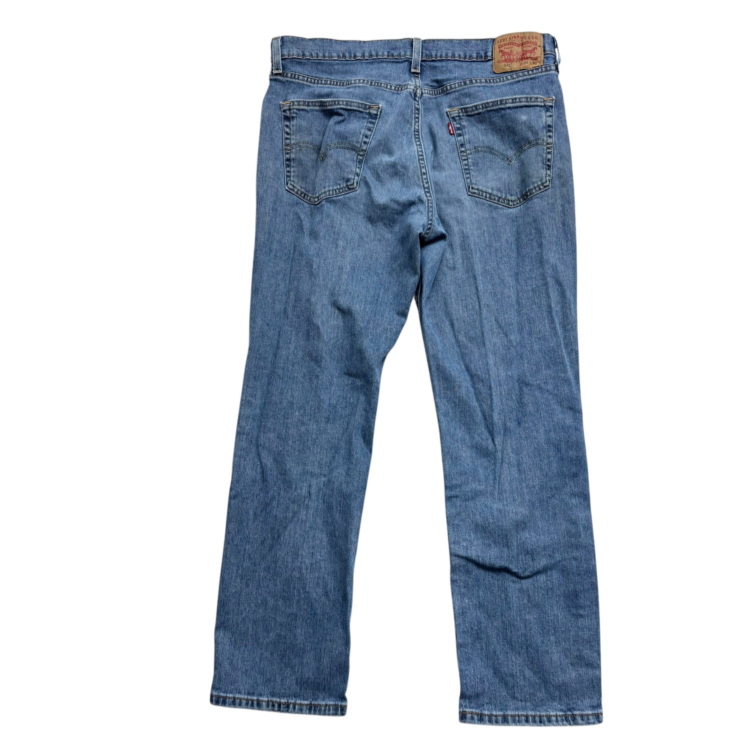 Levis 541 Jeans W34 L29 Mens Mid Blue Athletic Tapered Fit Stretch Denim