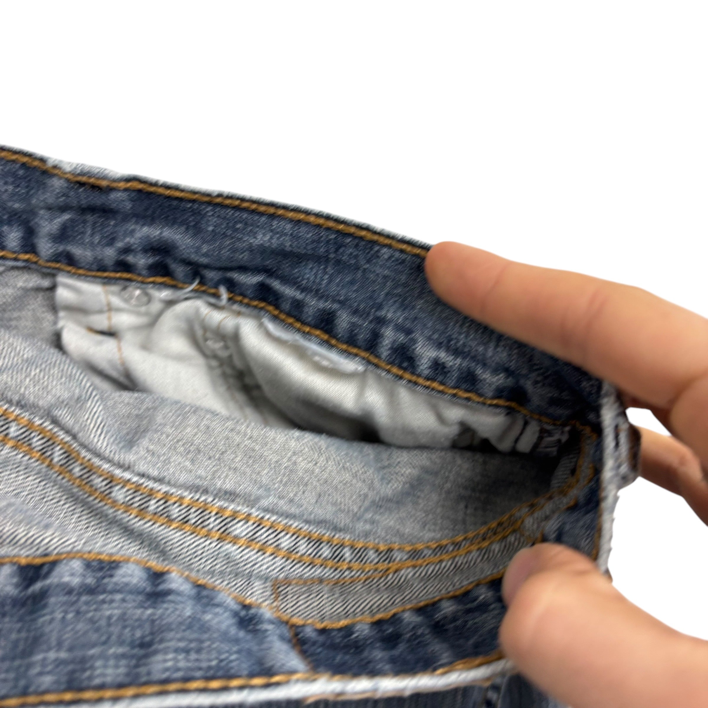 Levis 505 Jeans W34 L29 Mens Mid Blue Regular Straight Fit Denim (F)