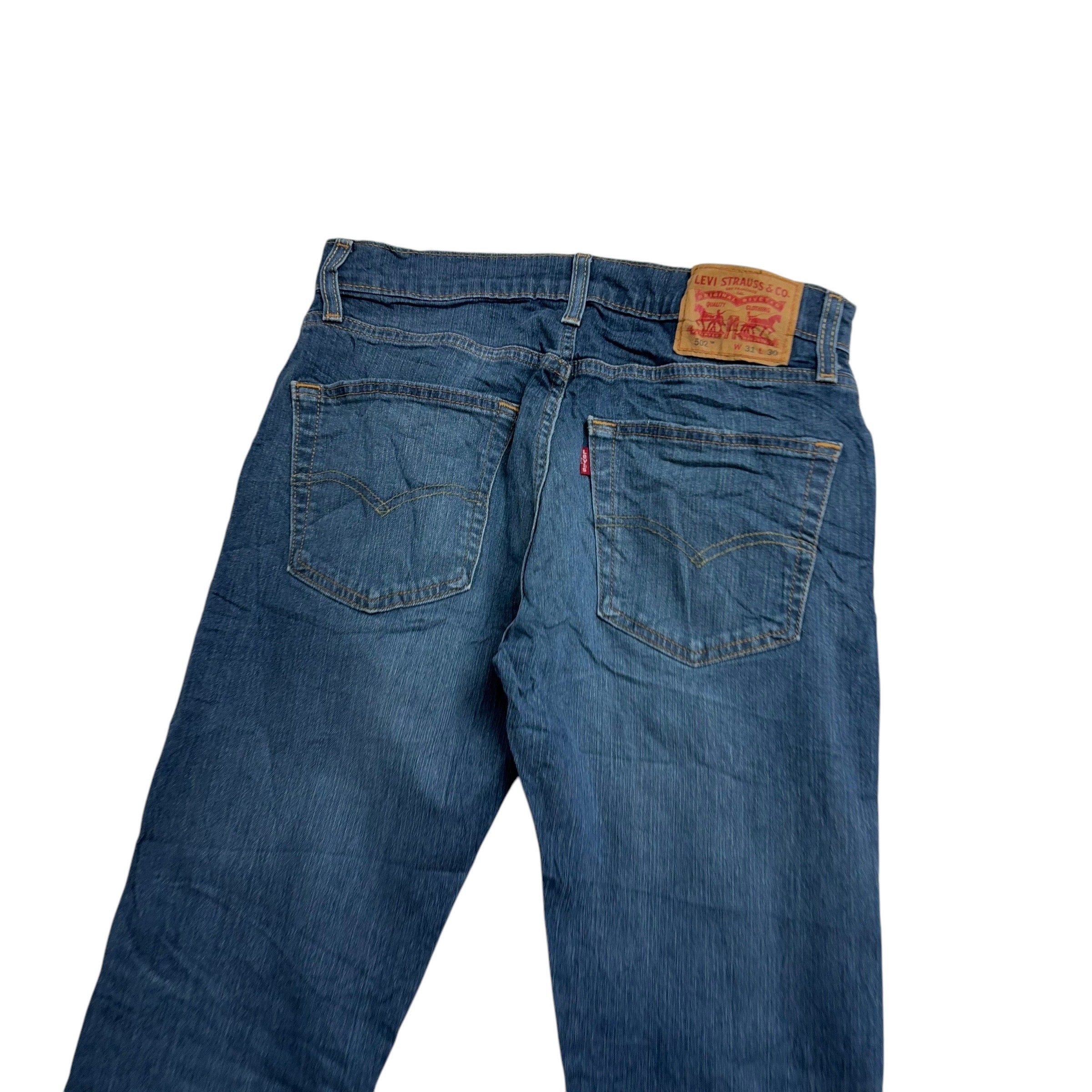 Levis 502 Jeans W31 L28 Mens Mid Blue Regular Tapered Fit Stretch Denim