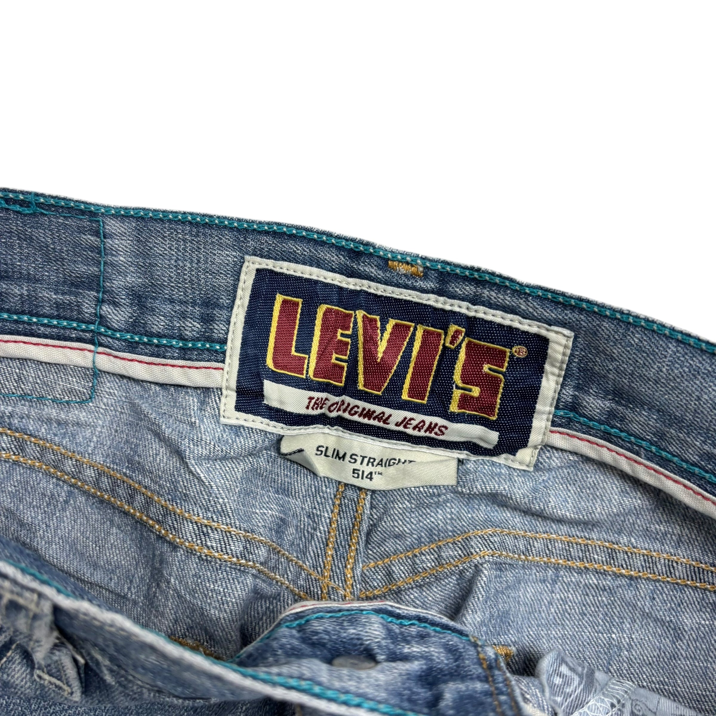 Levis 514 Jeans W32 L30 Mens Mid Blue Regular Straight Fit Vintage Denim