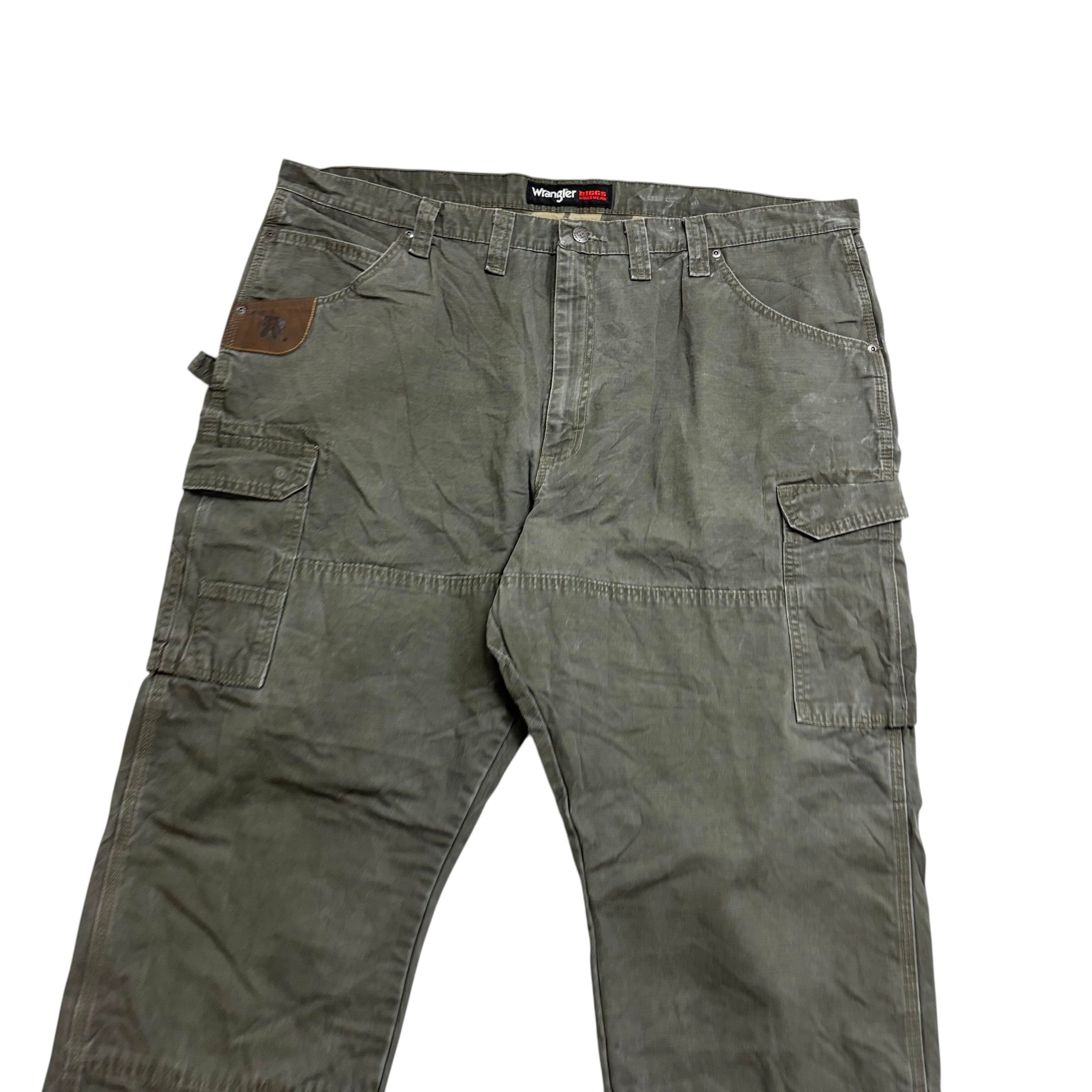 Wrangler Carpenter Pants W44 L30 Mens Olive Relaxed Straight Fit Cargo Trousers