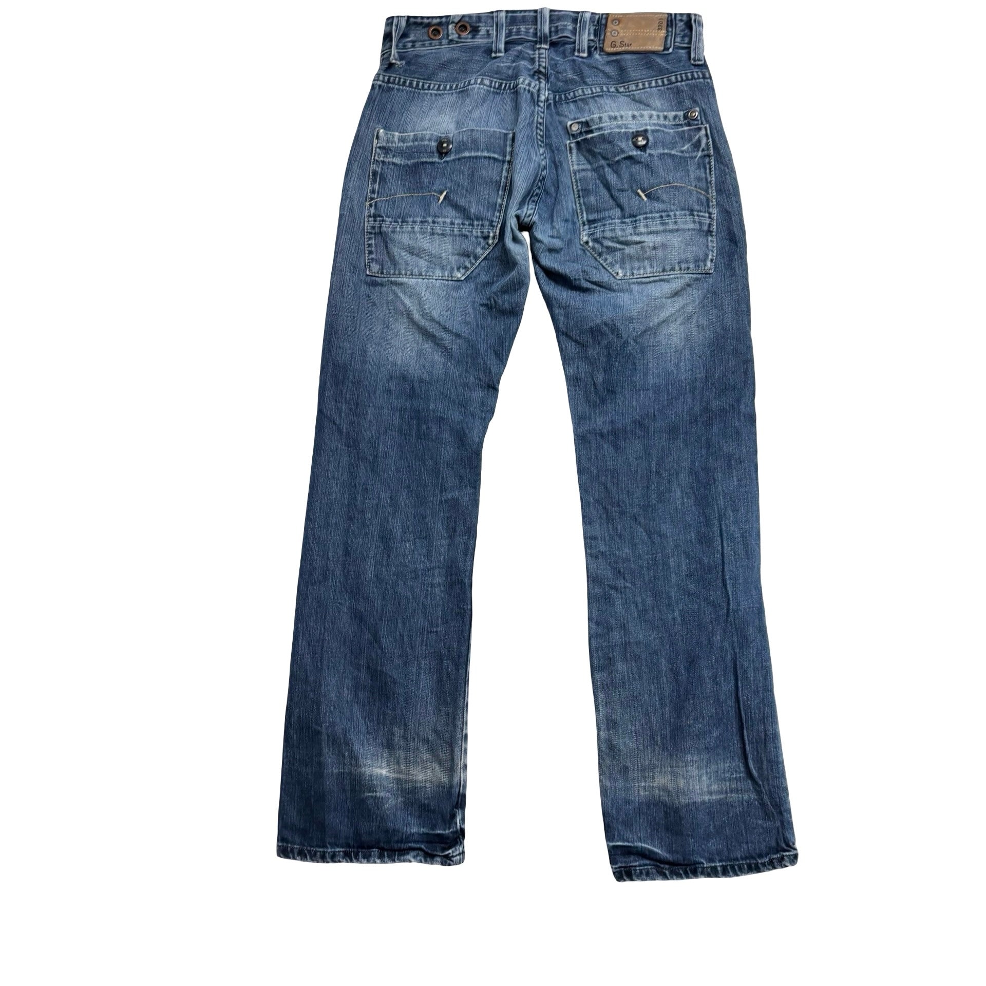 G Star 3301 Straight Jeans W34 L34 Mens Mid Blue Regular Fit Denim