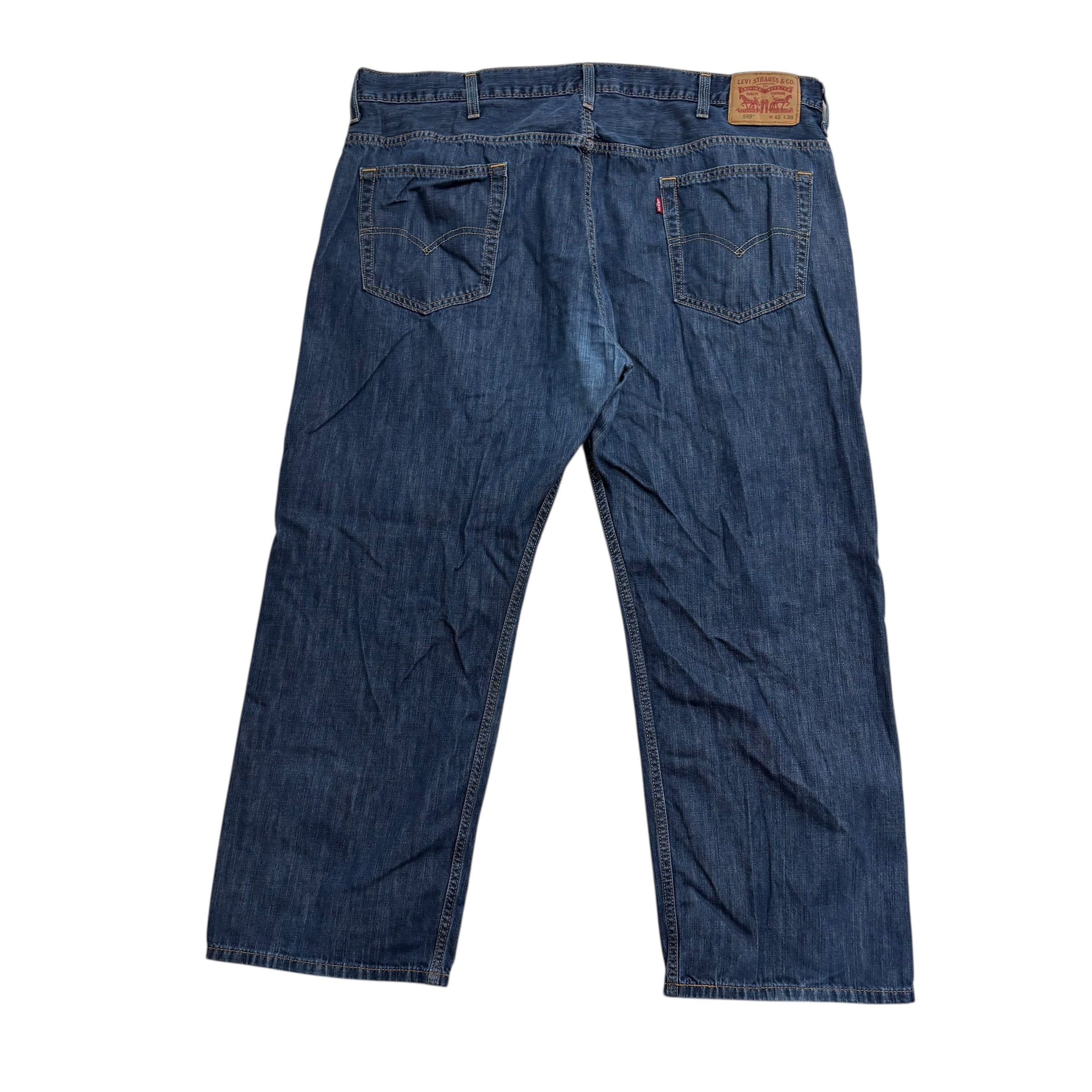 Levis 569 Jeans W42 L28 Mens Dark Blue Baggy Relaxed Straight Fit Denim