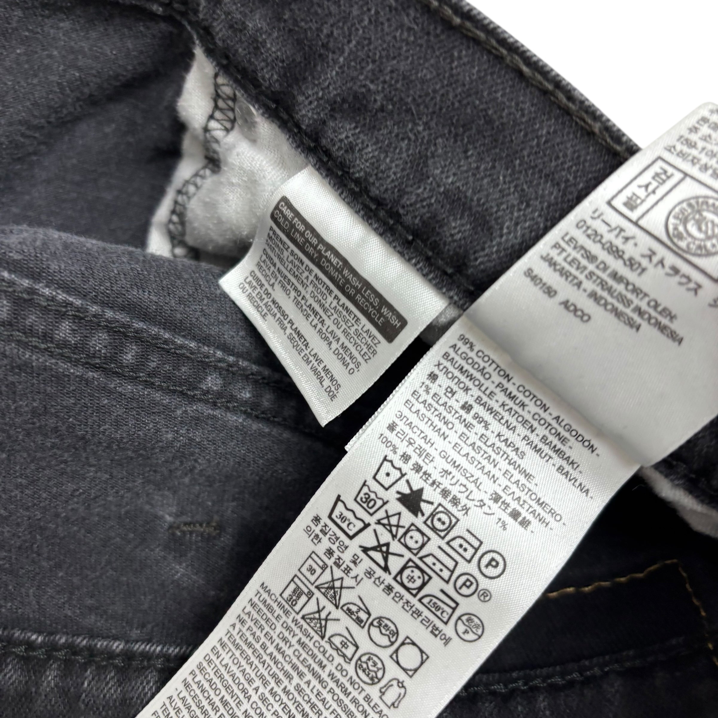 Levis 569 Jeans W38 L32 Mens Black Baggy Relaxed Straight Fit Stretch Denim