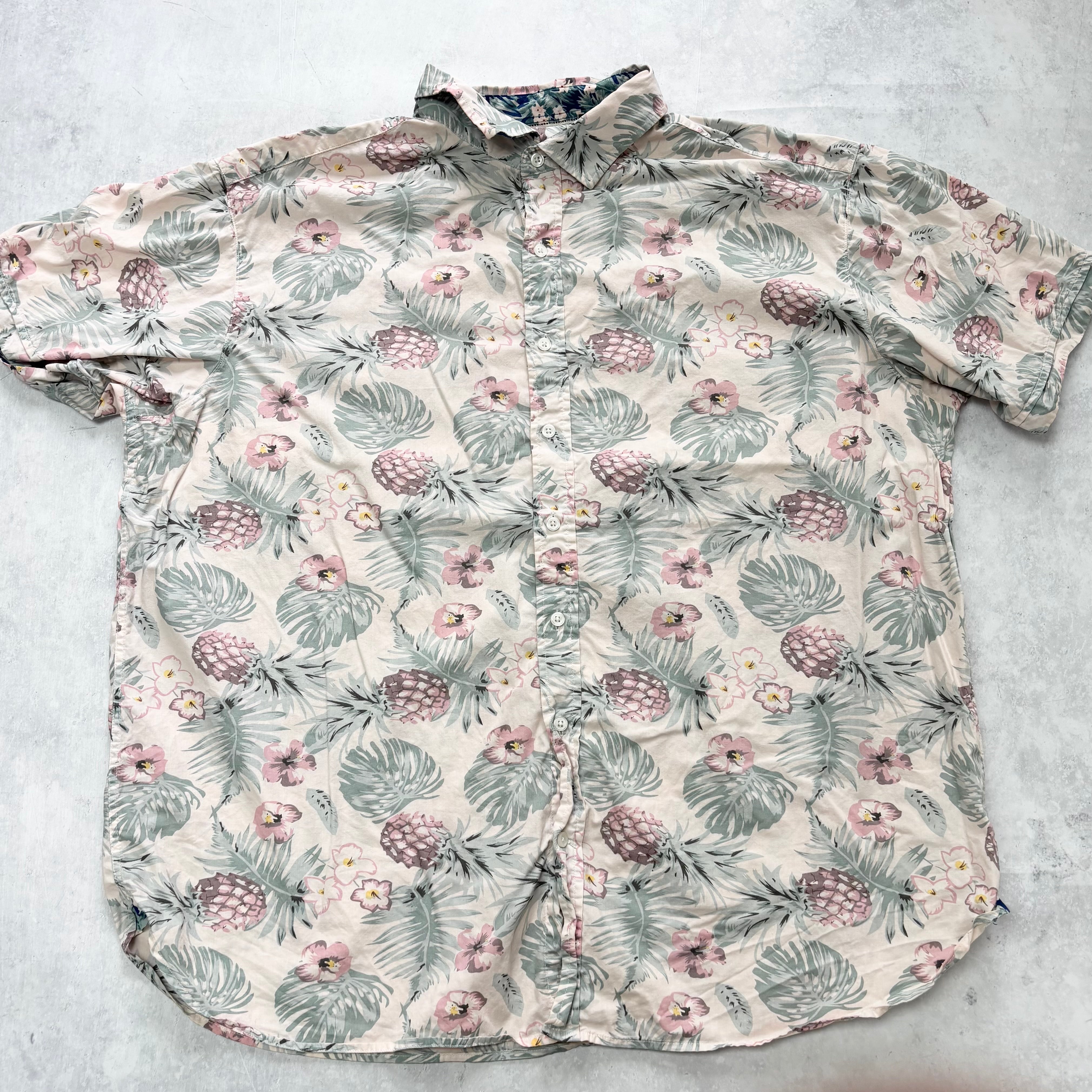 Hawaiian Shirt Mens XXL Pink Floral Aloha Short Sleeve Cotton Patterned (E)