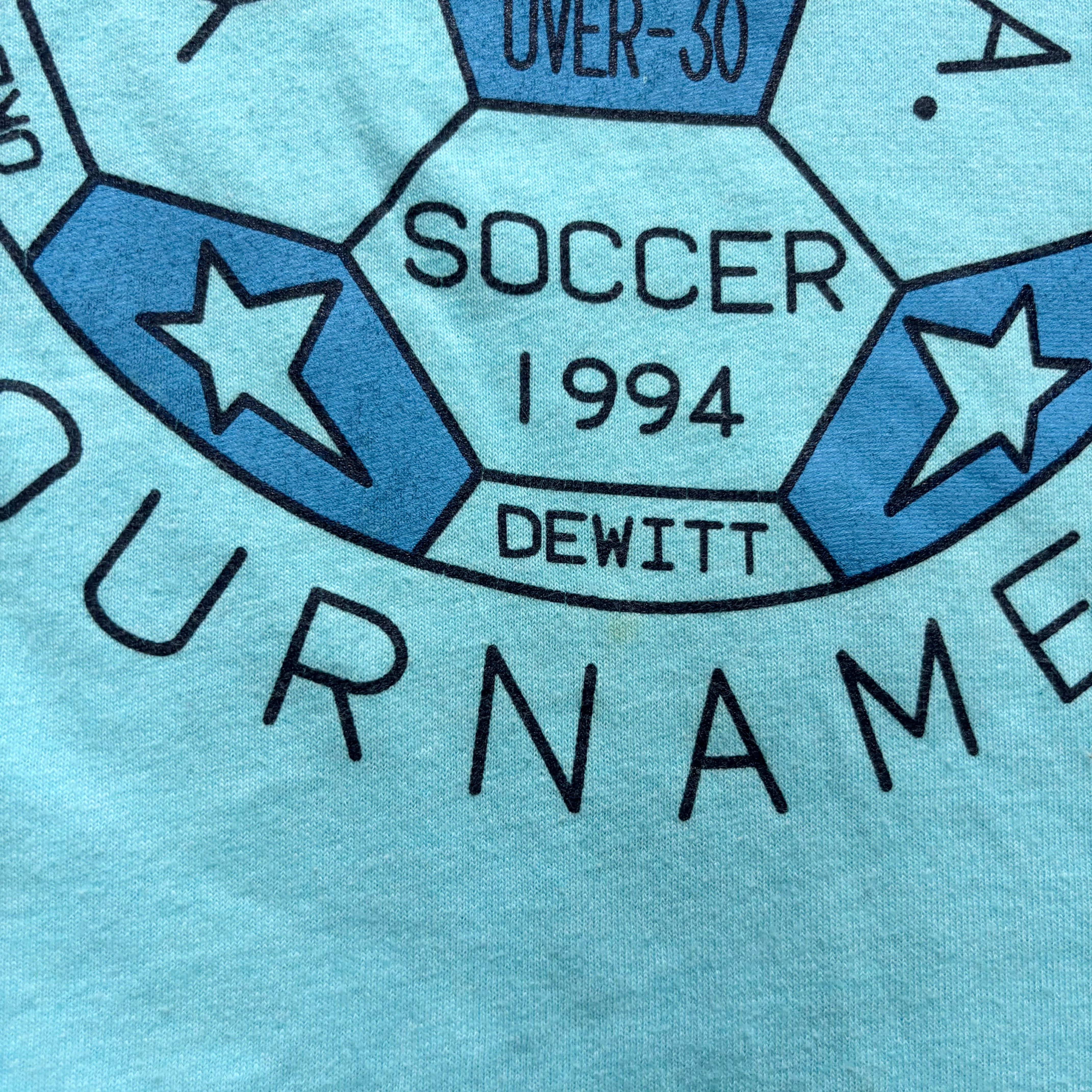Vintage T Shirt Mens Large Blue Single Stitch Graphic Print 90s USA Soccer