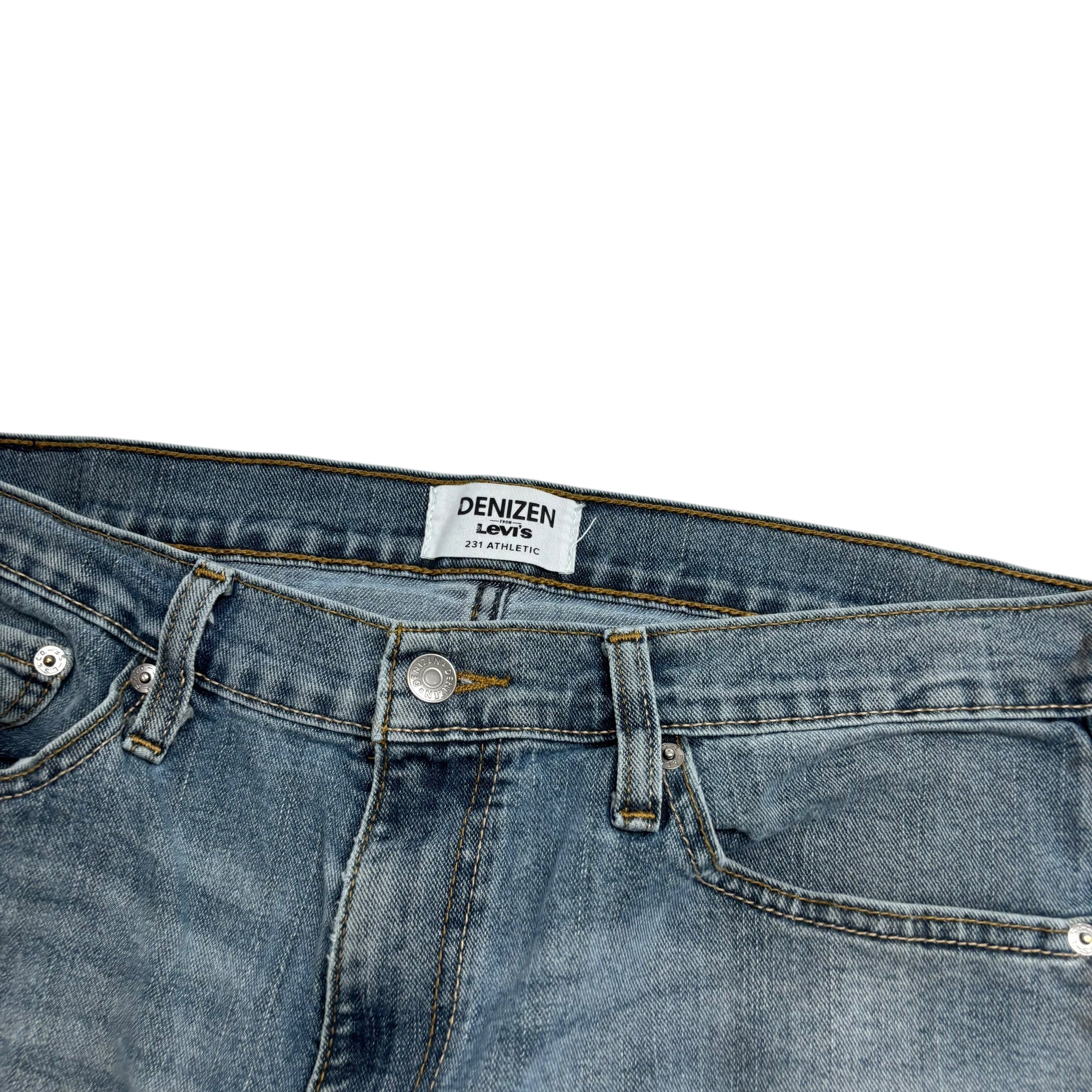 Levis Denizen Jeans W36 L33 Mens Blue Athletic Tapered Fit Stretch Denim