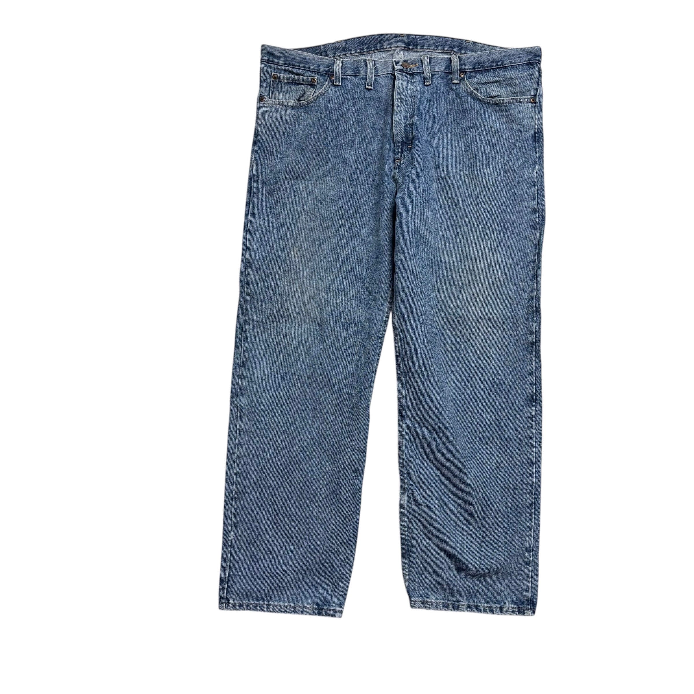 Wrangler Jeans W44 L30 Mens Mid Blue Relaxed Straight Fit Denim