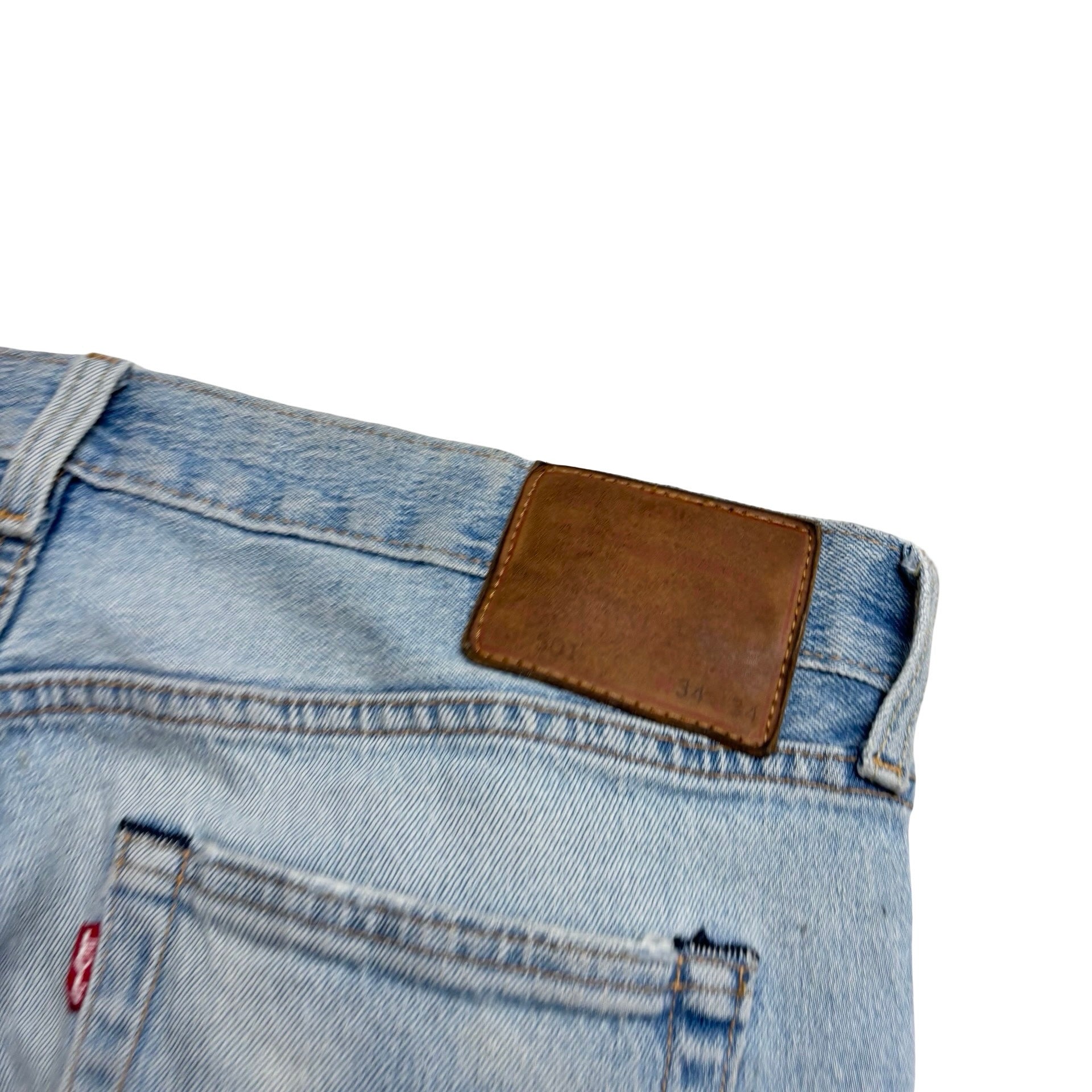 Levis 501 Jeans W34 L34 Mens Light Blue Regular Straight Fit Stretch Denim (F)