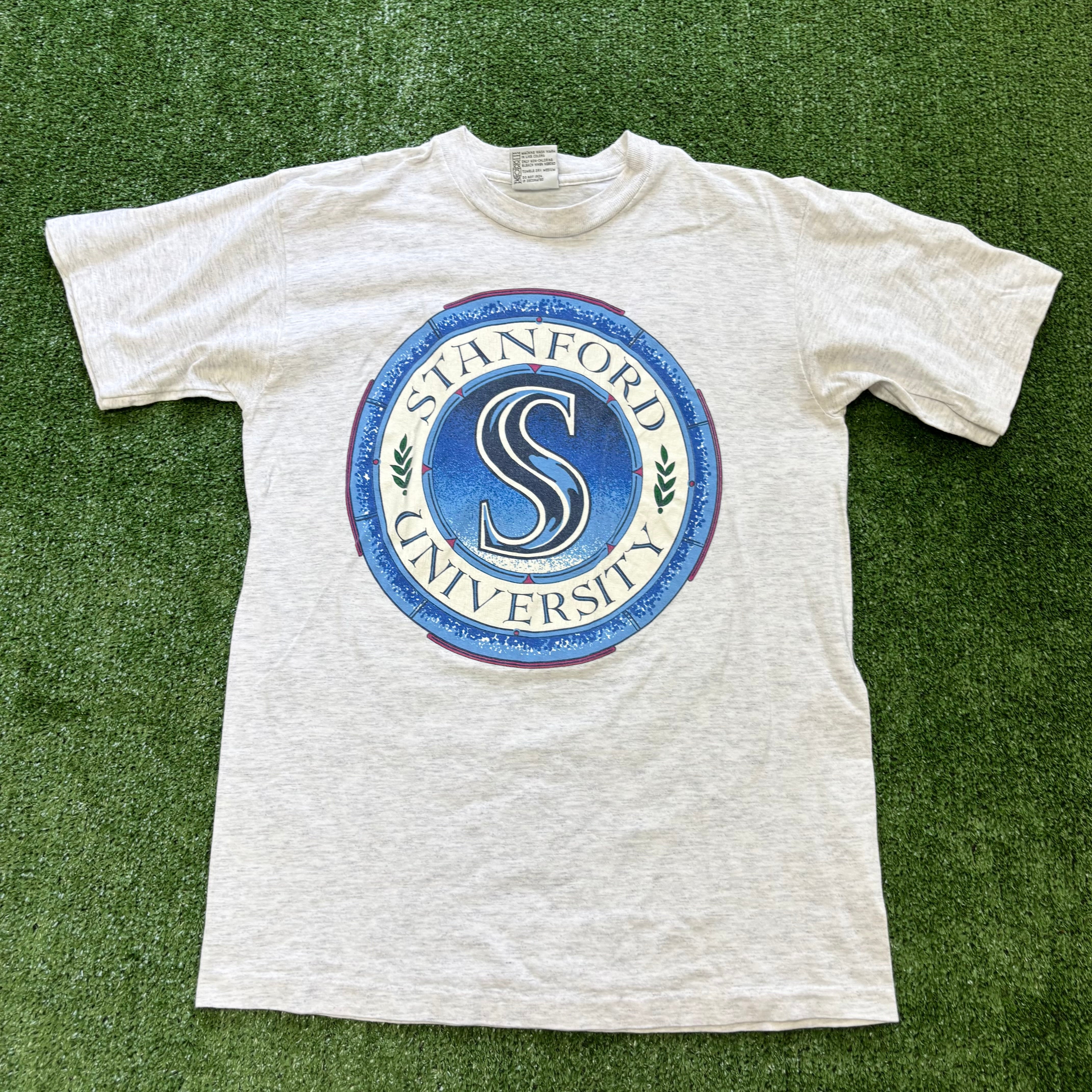 Vintage T Shirt Mens Small Grey Single Stitch Graphic Print 90s College