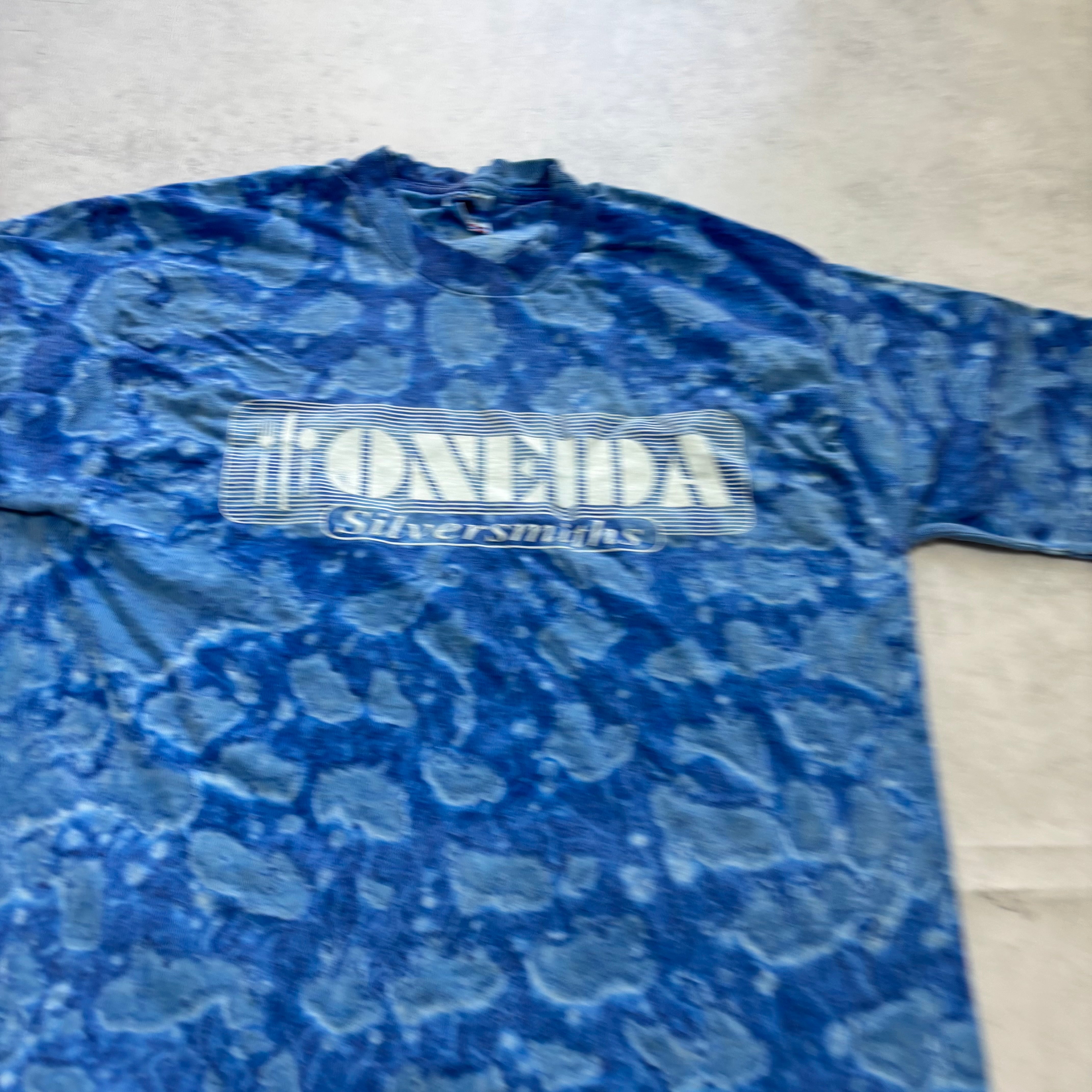 Vintage T Shirt Mens Large Blue Single Stitch Graphic Print 90s USA (E)