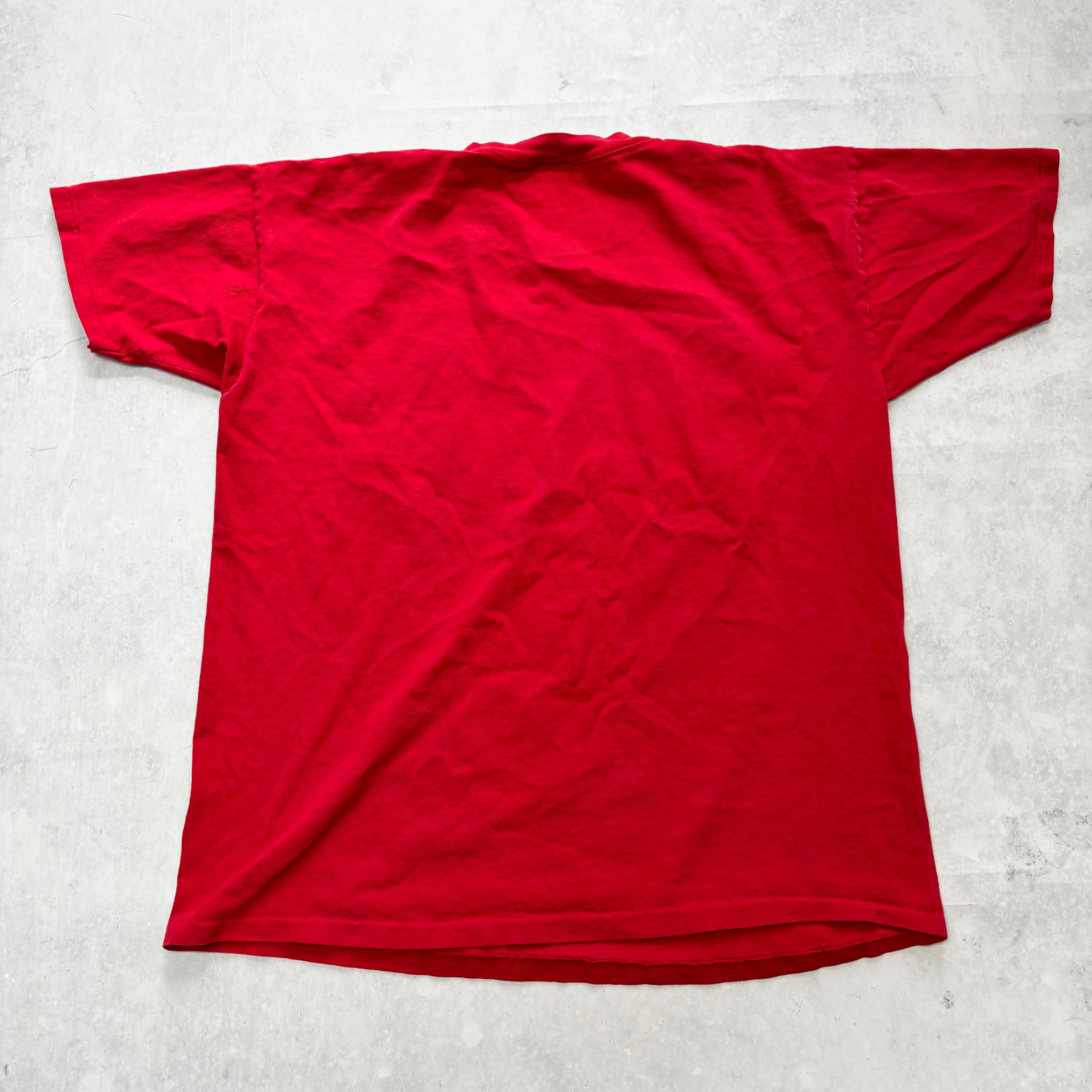 Vintage T Shirt Mens Medium Red Single Stitch Graphic Print 90s (E)
