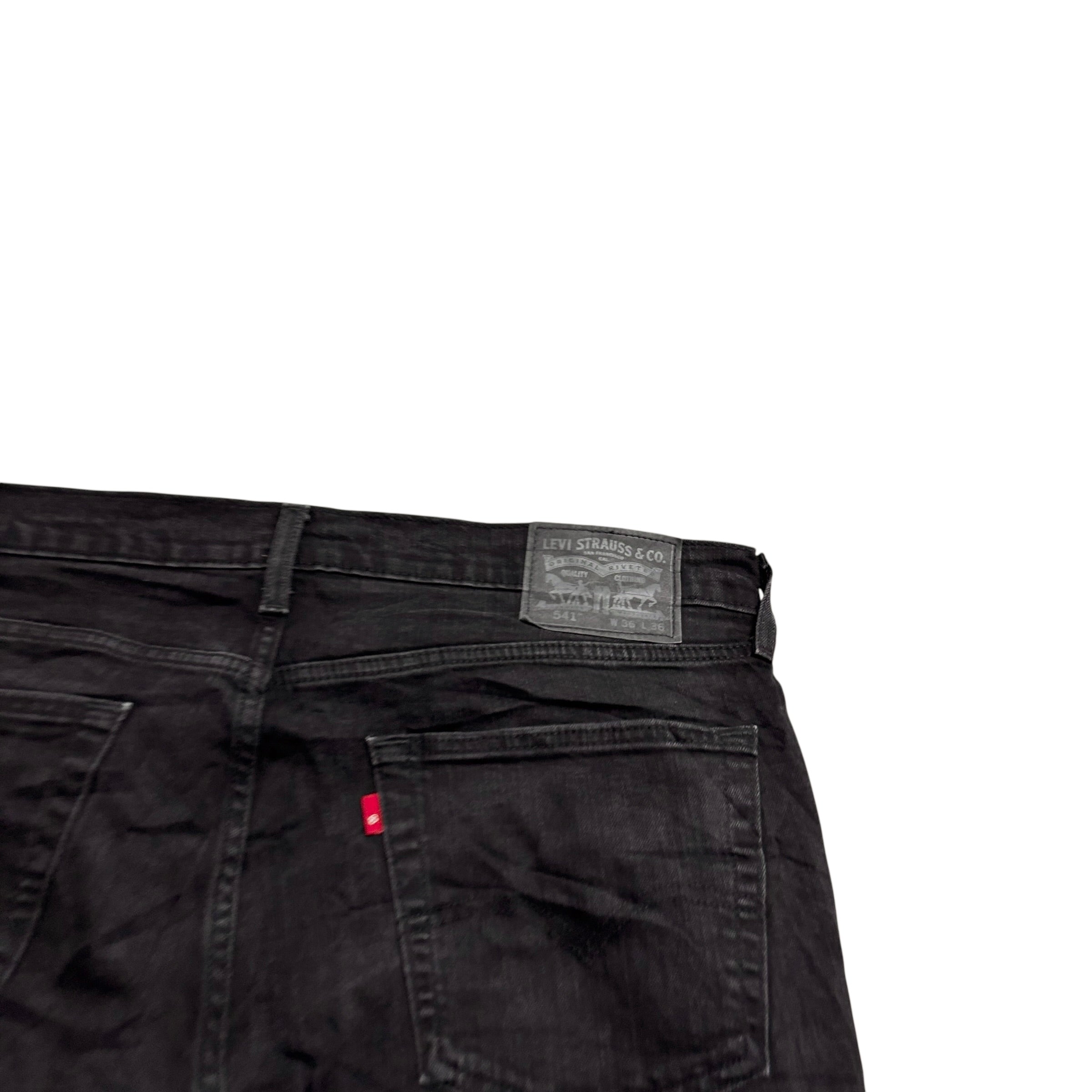 Levis 541 Jeans W38 L36 Mens Black Athletic Tapered Fit Stretch Denim