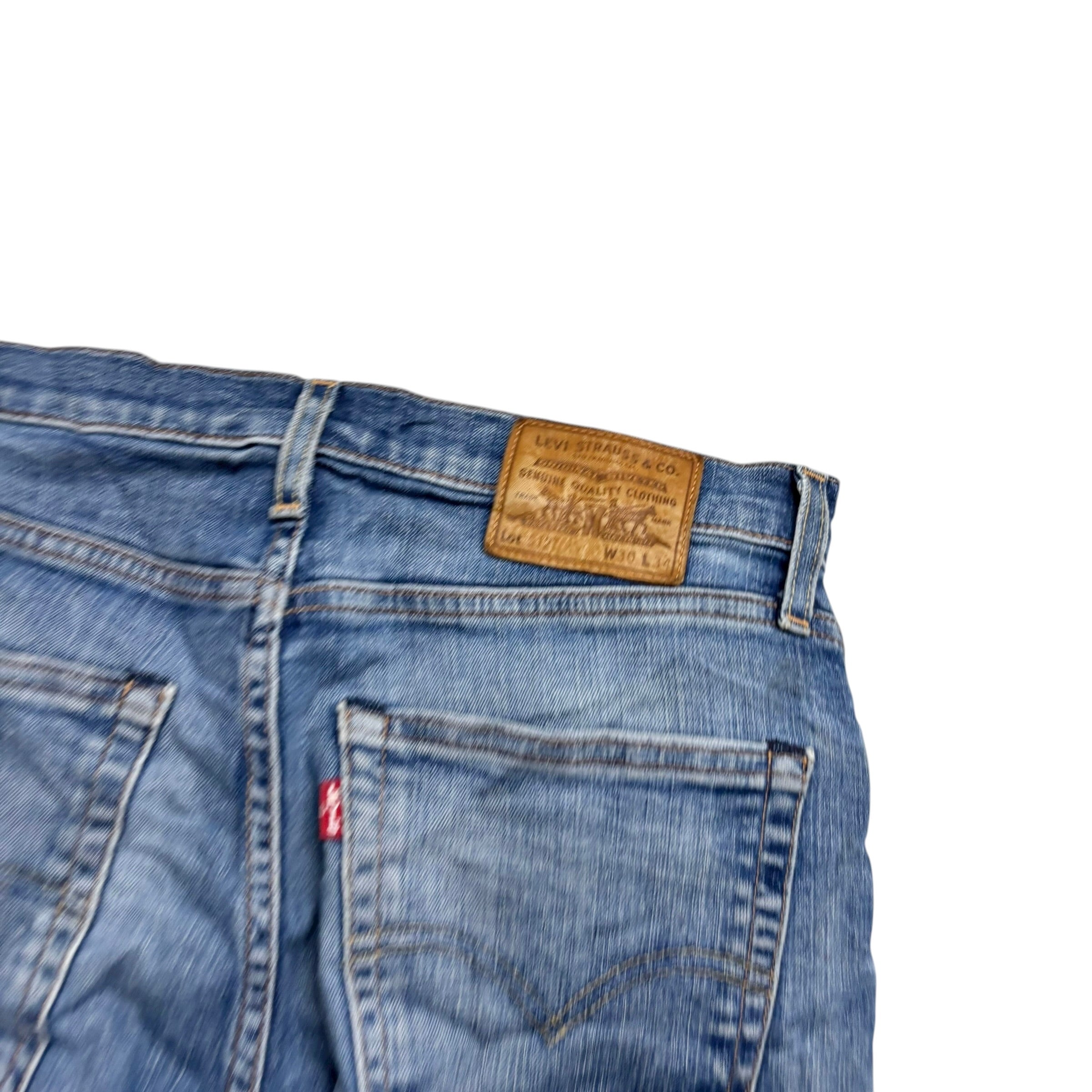 Levis 512 Jeans W30 L34 Mens Mid Blue Slim Tapered Fit Stretch Distressed (F)