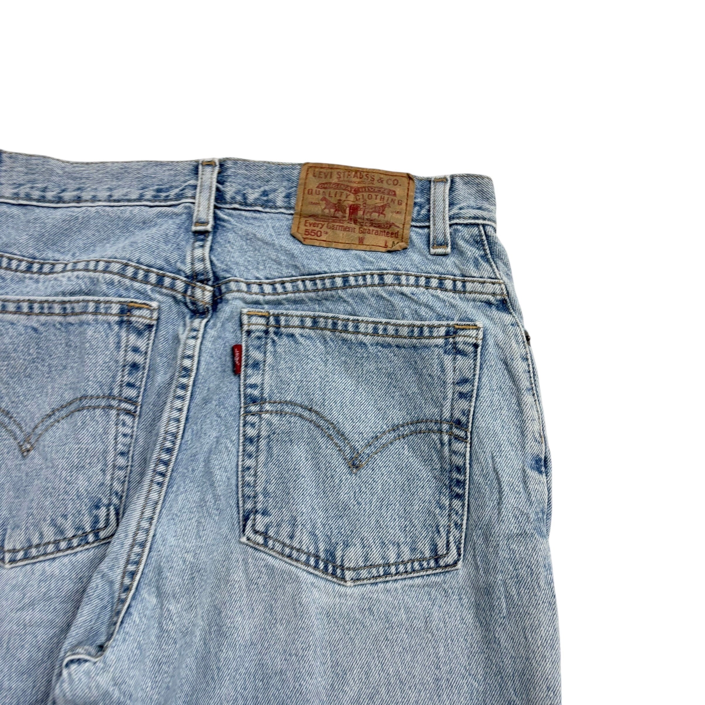 Levis 550 Jeans W29 L32 Womens Light Blue Relaxed Taper Mom Vintage Denim (E)
