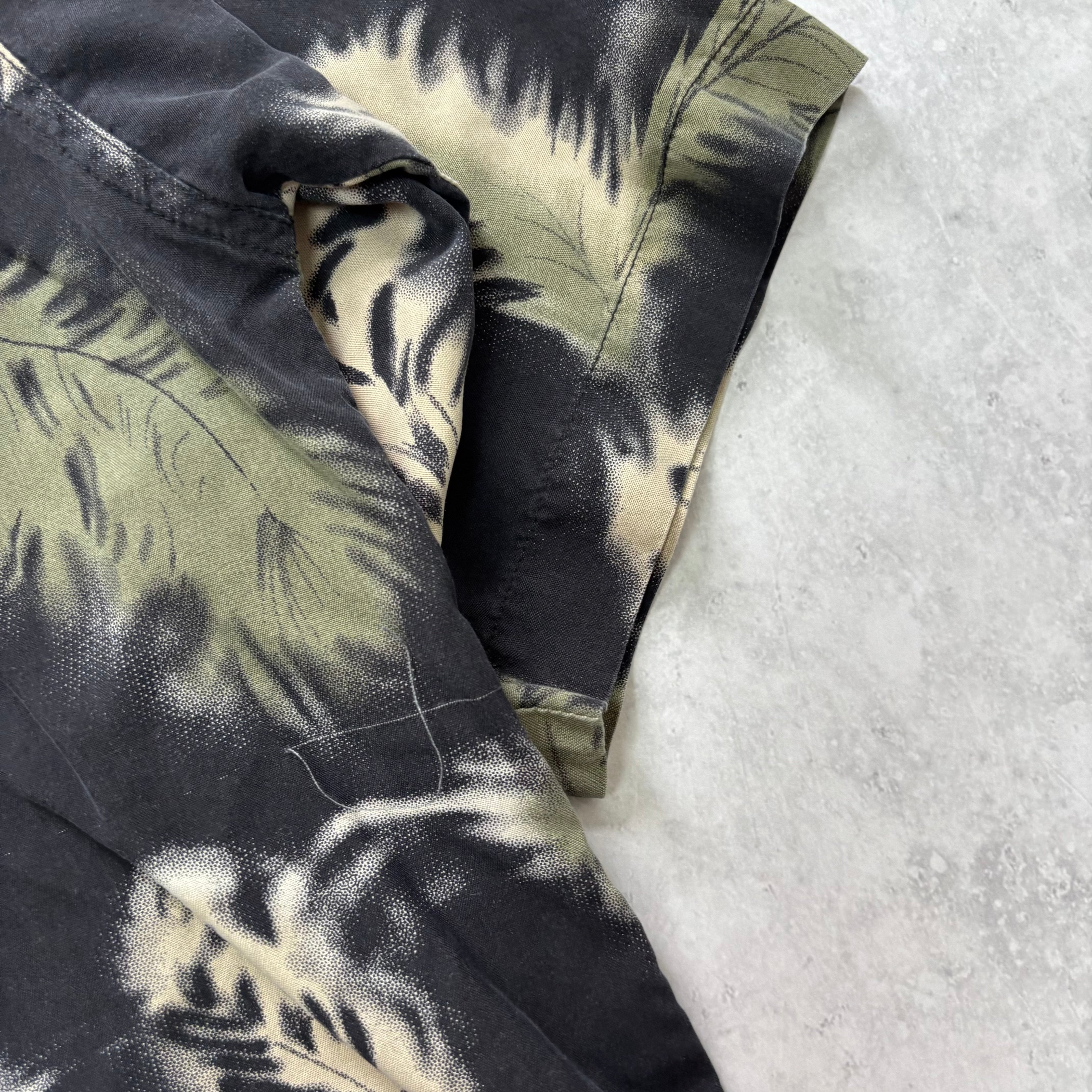 Vintage Hawaiian Shirt Mens Medium Navy Silk Floral Aloha Short Sleeve