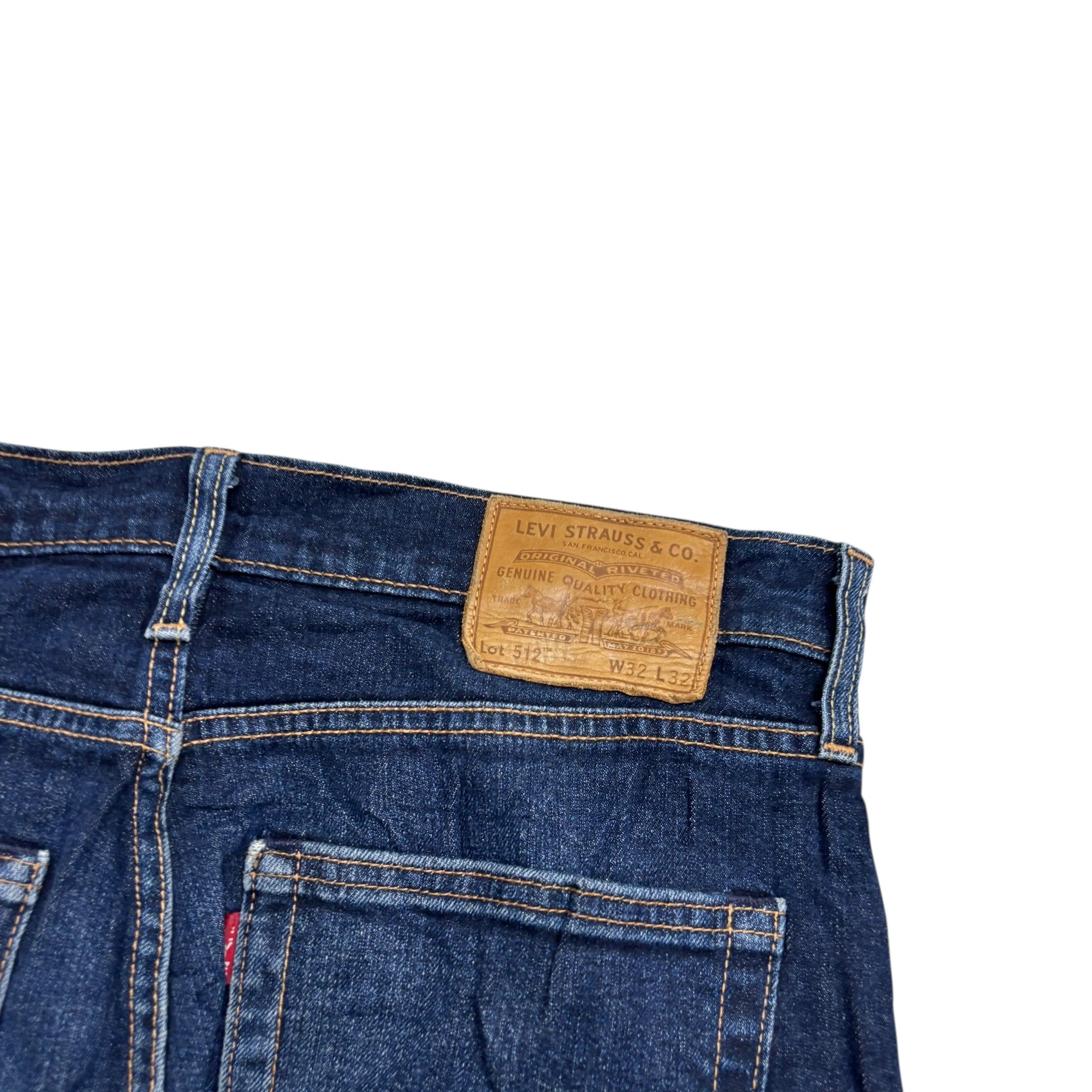 Levis 512 Jeans W32 L32 Mens Dark Blue Slim Tapered Stretch Premium Denim (E)