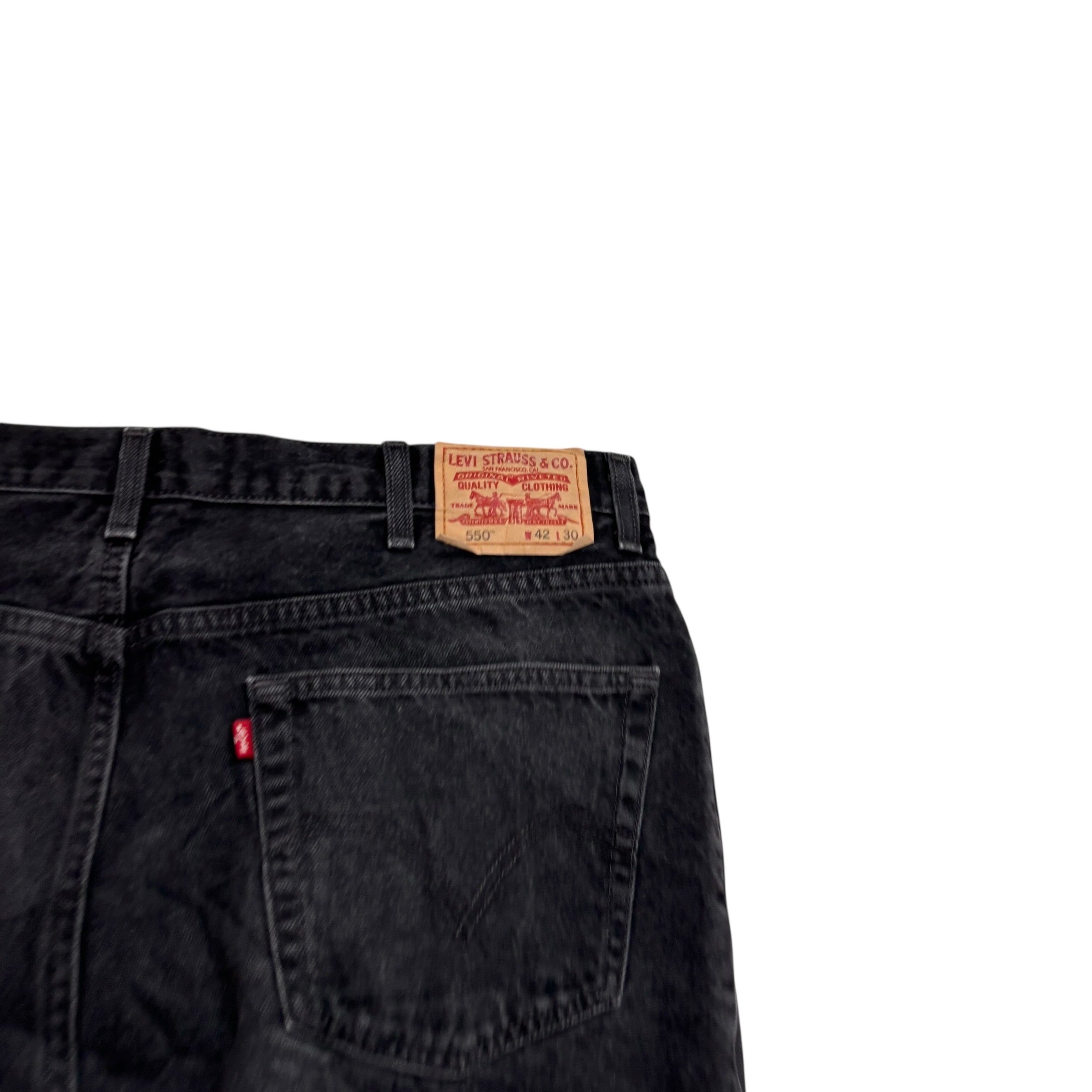 Levis 550 Jeans W40 L30 Mens Black Baggy Relaxed Straight Vintage Distressed (E)