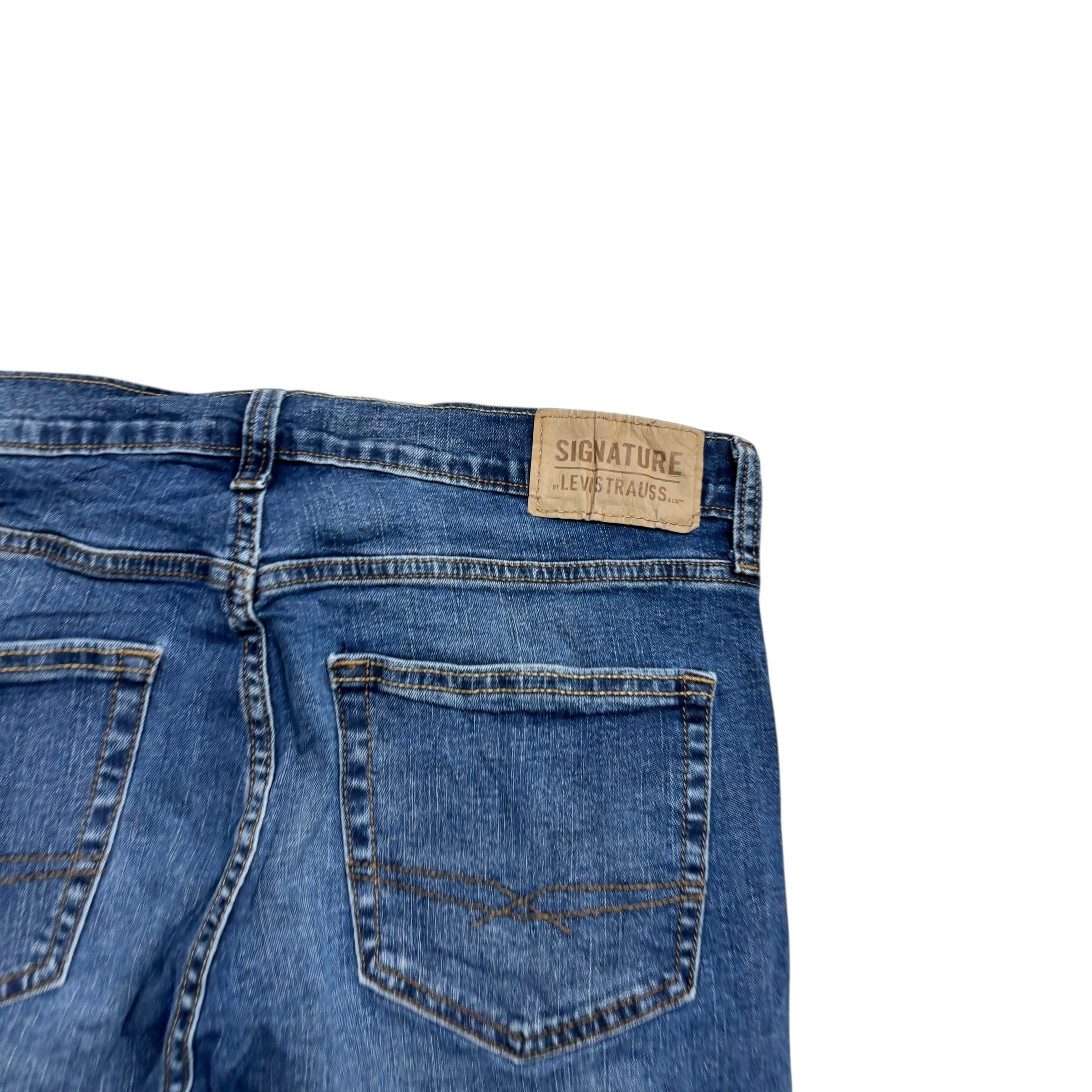 Levis Signature Jeans W32 L32 Mens Mid Blue Slim Straight Fit Stretch Denim (E)