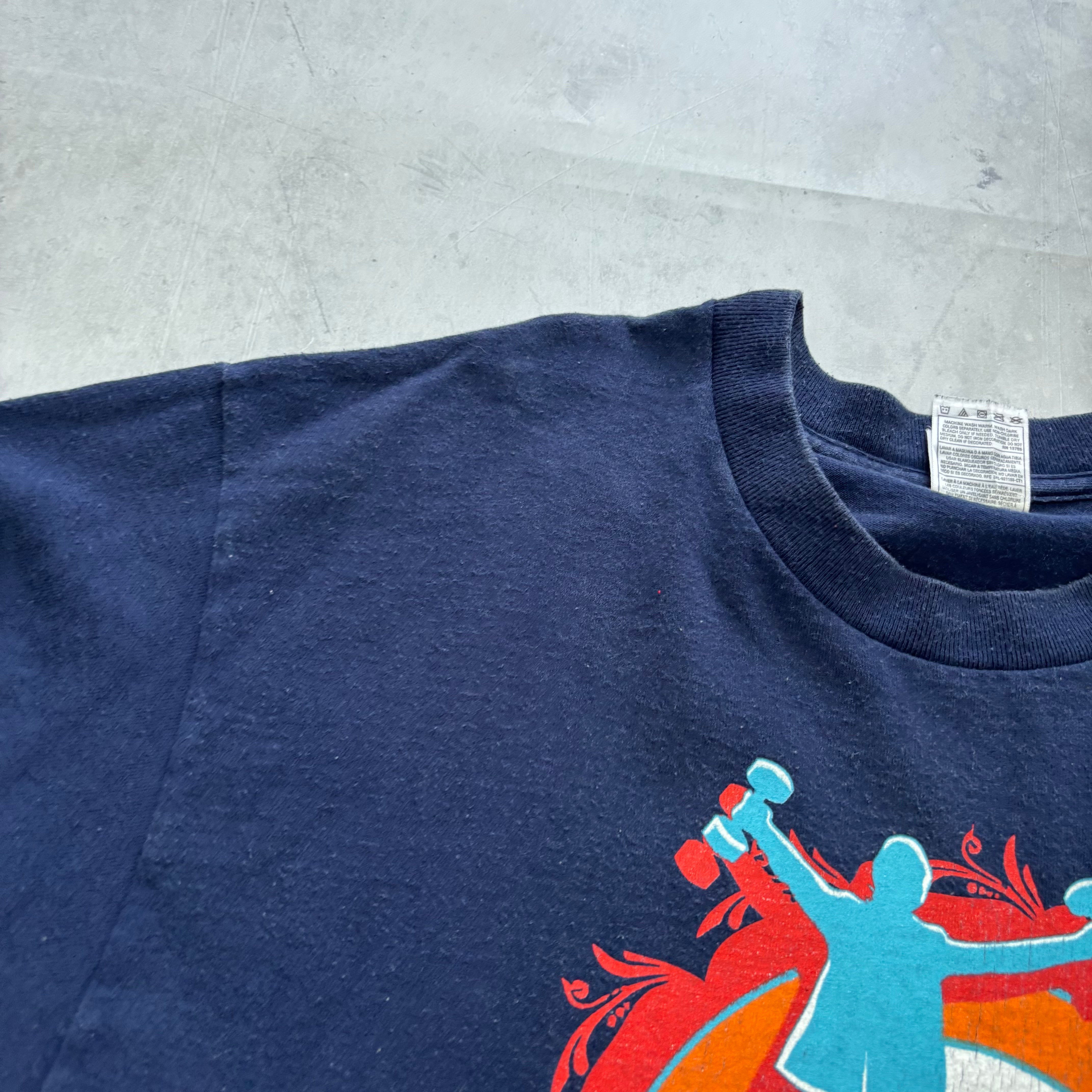 Vintage T Shirt Mens Large Navy Blue Graphic Print 90s USA