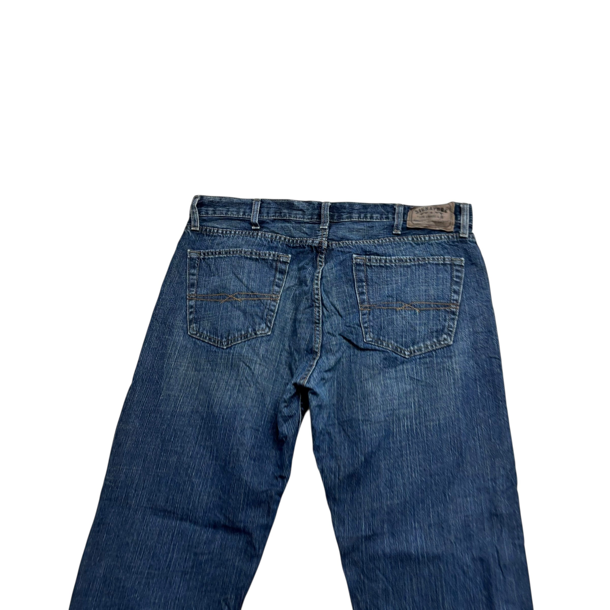 Levis Signature Jeans W38 L32 Mens Dark Blue Regular Straight Vintage Denim (E)