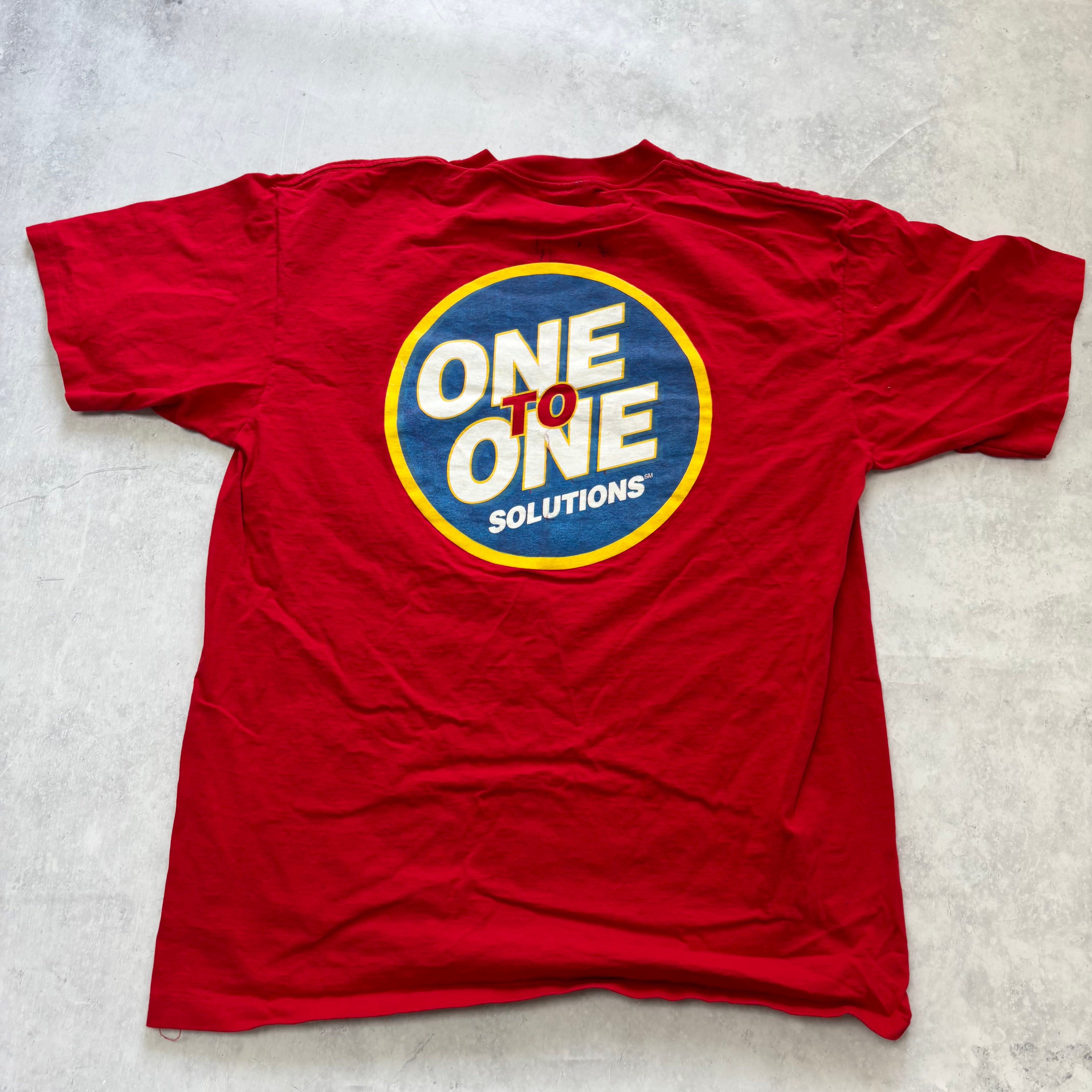 Vintage T Shirt Mens Large Red Single Stitch Graphic Print 90s USA
