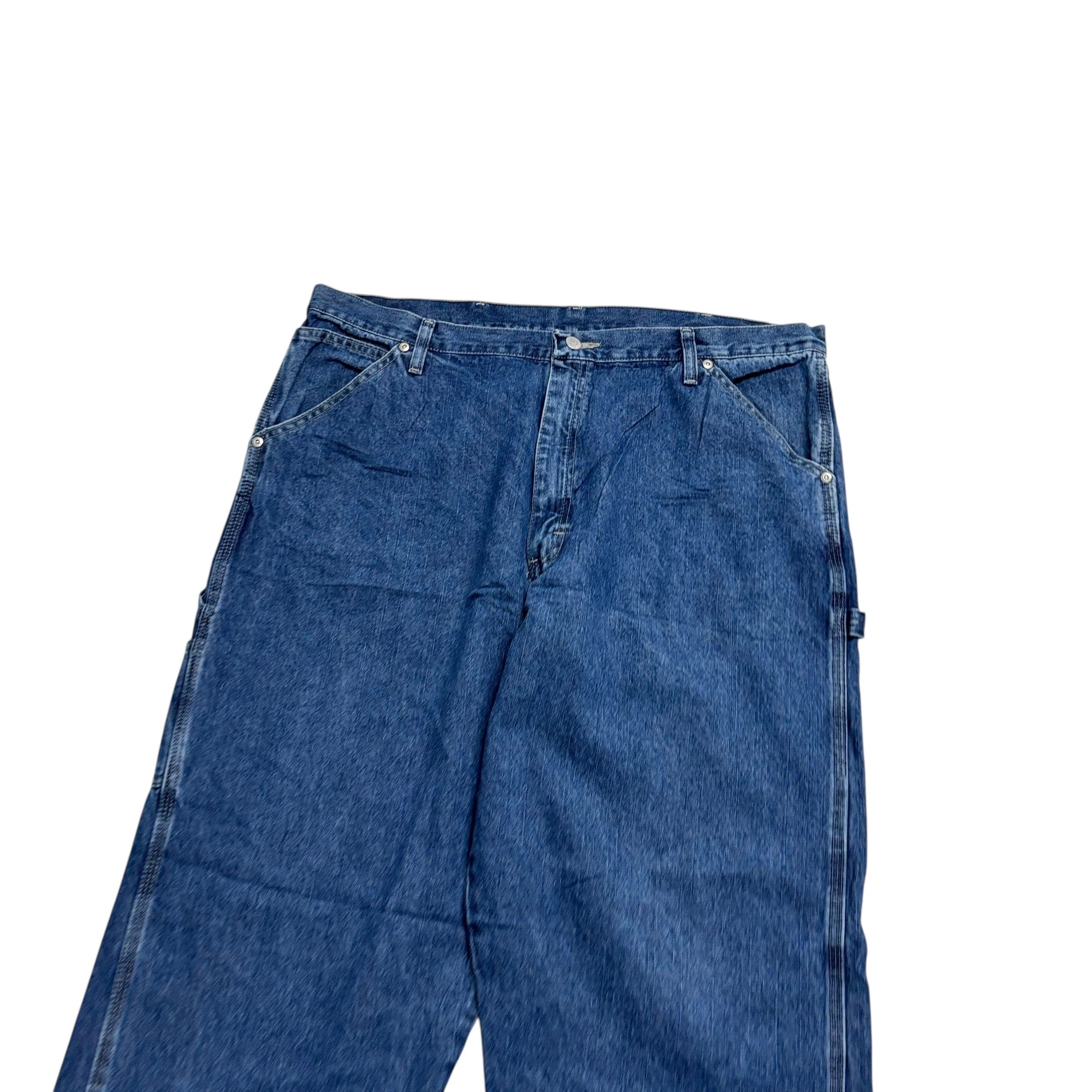 Wrangler Carpenter Jeans W40 L34 Mens Mid Blue Relaxed Straight Fit Denim