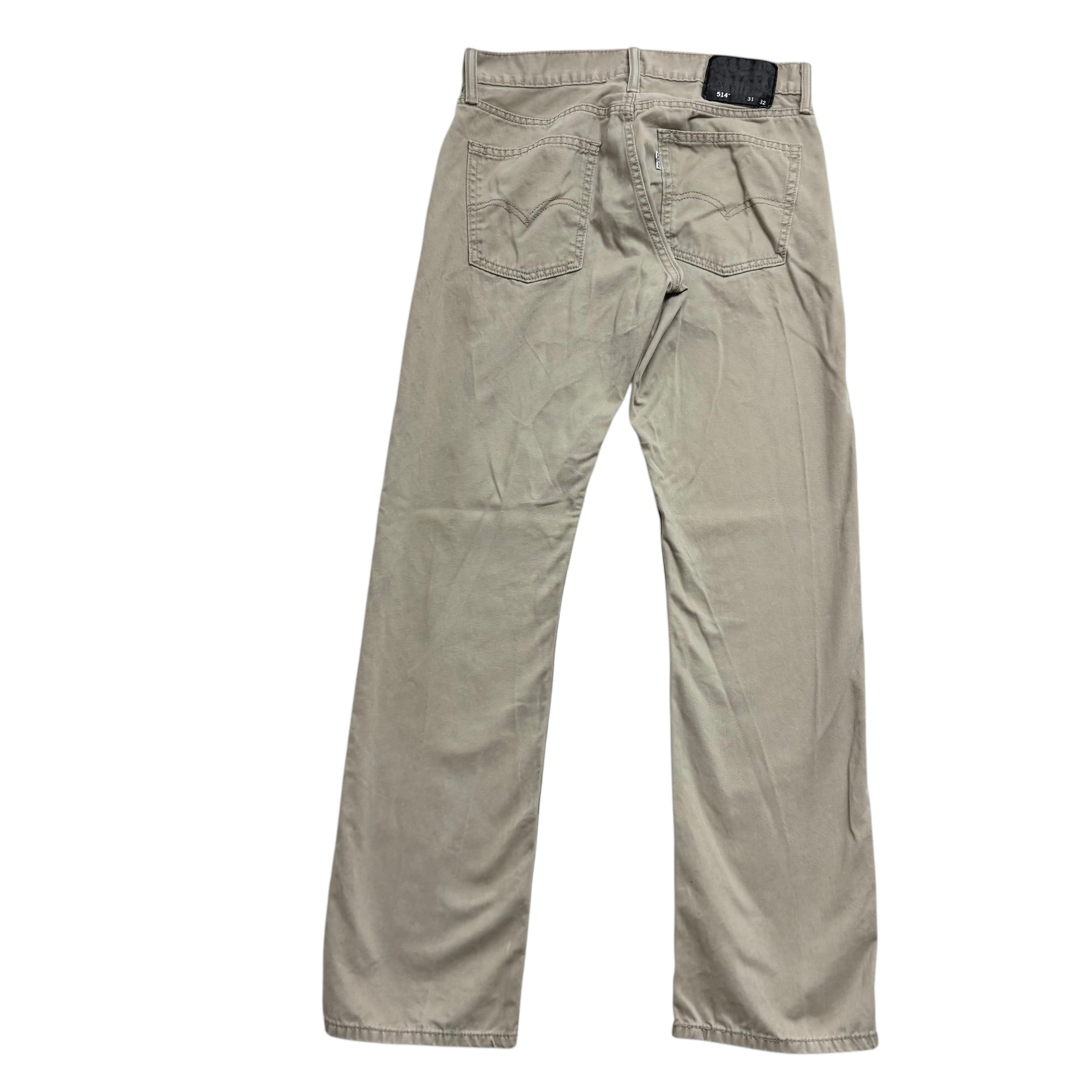 Levis 514 Trousers W31 L32 Mens Cream Regular Straight Fit Cotton Pants (E)