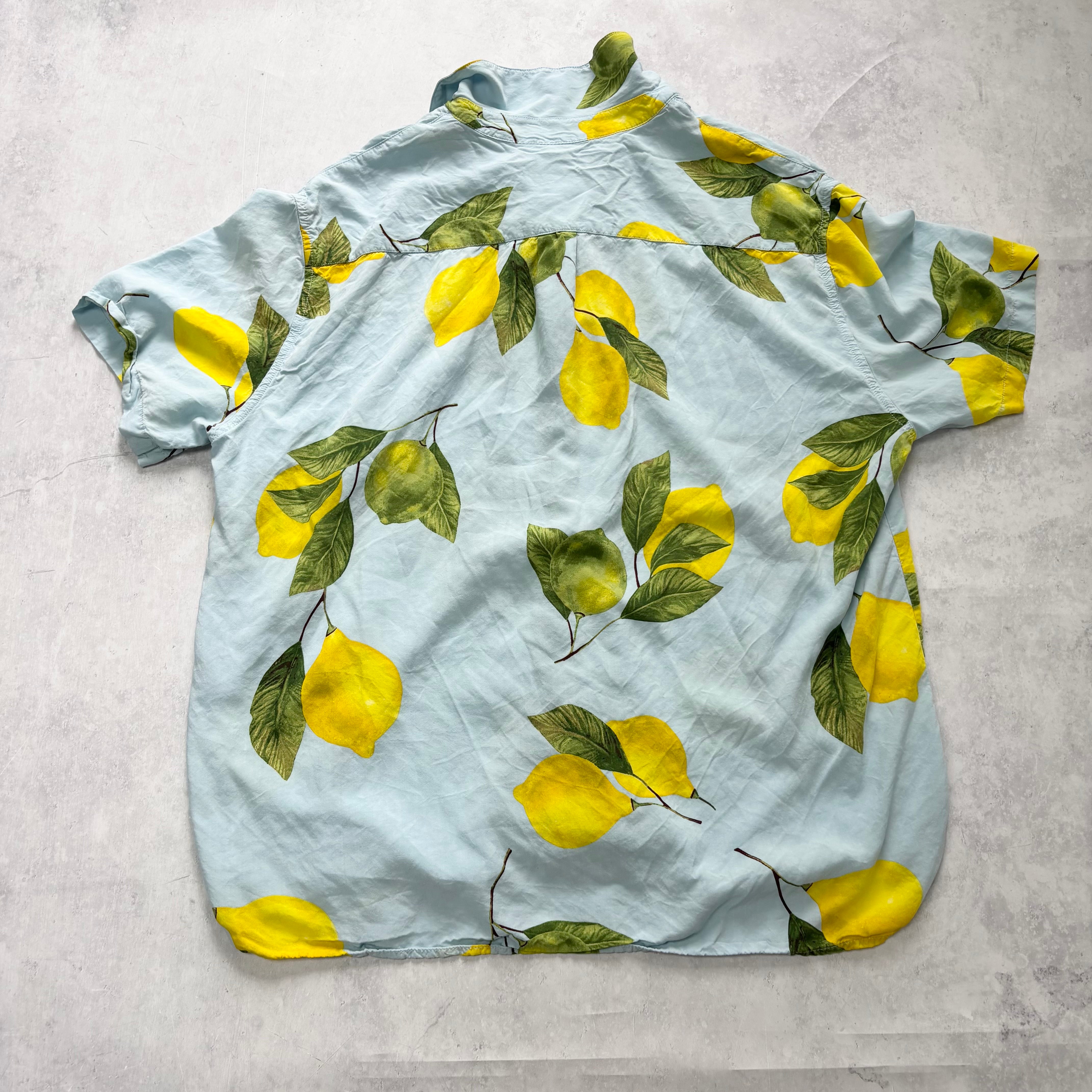 Hawaiian Shirt Mens XL Blue Floral Aloha Short Sleeve Rayon (E)