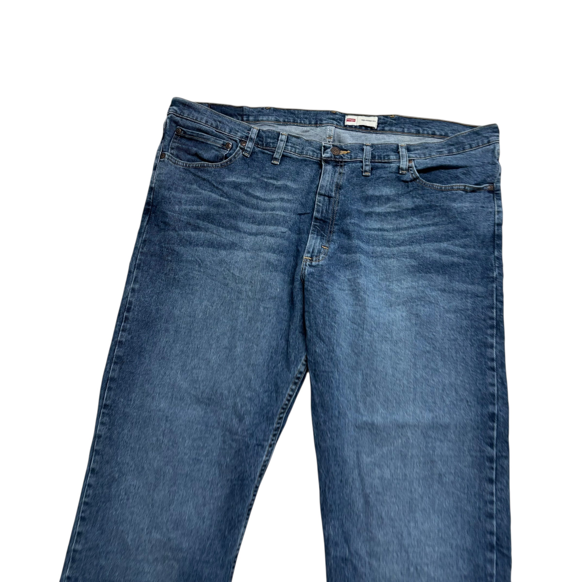 Wrangler Jeans W44 L30 Mens Dark Blue Relaxed Straight Fit Stretch Denim (E)