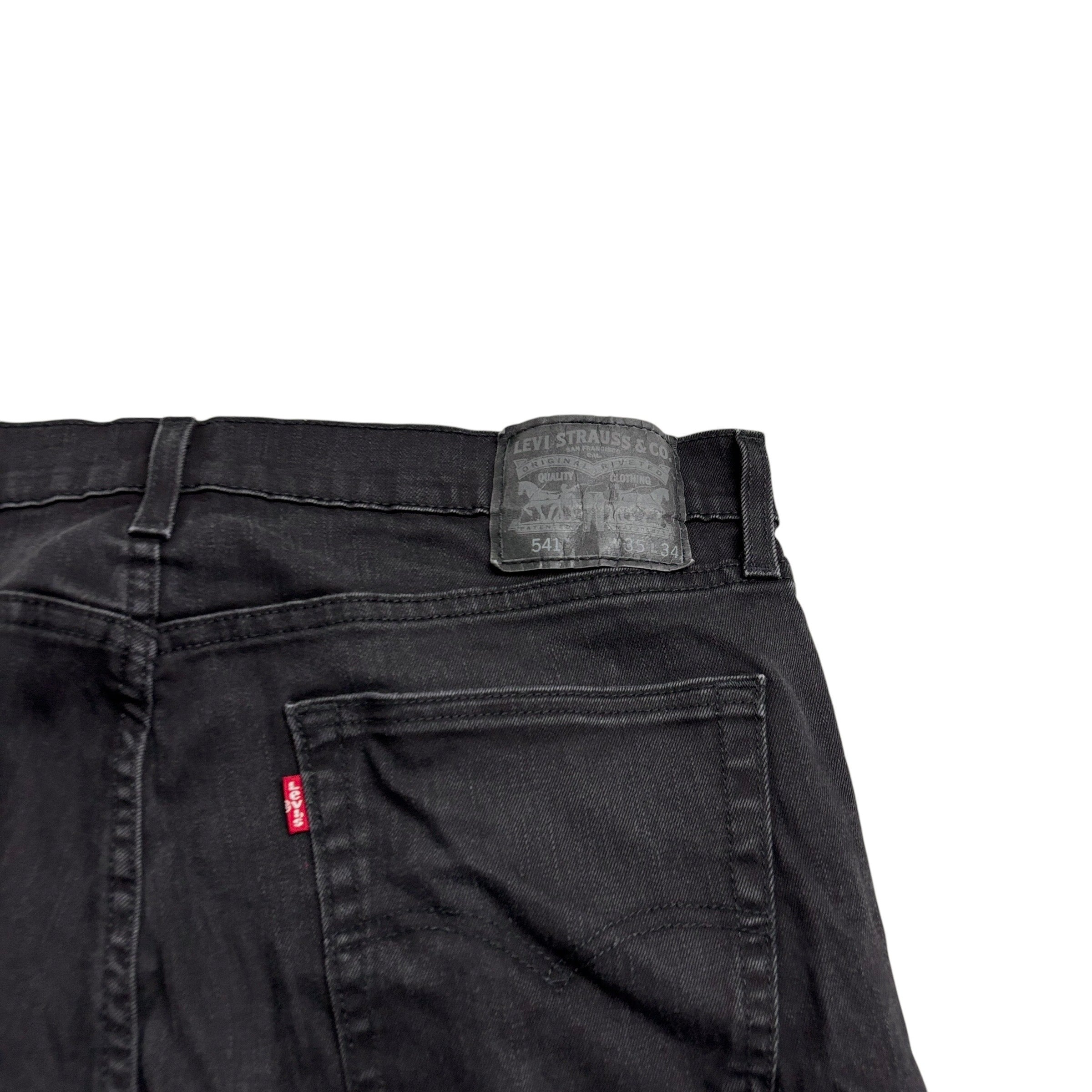 Levis 541 Jeans W35 L34 Mens Black Athletic Tapered Fit Stretch Denim (E)