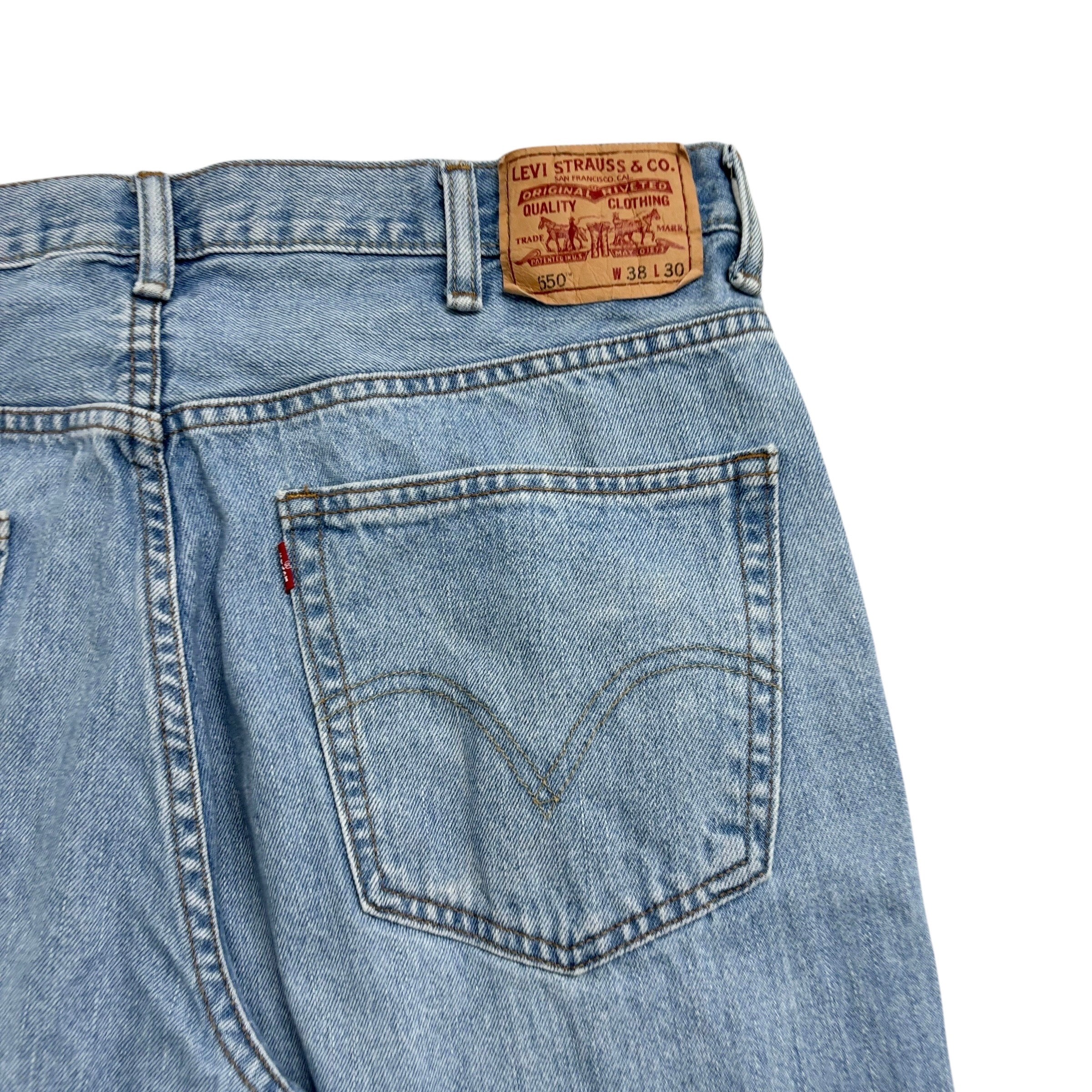 Levis 550 Jeans W38 L30 Mens Light Blue Baggy Relaxed Straight Fit Vintage Denim