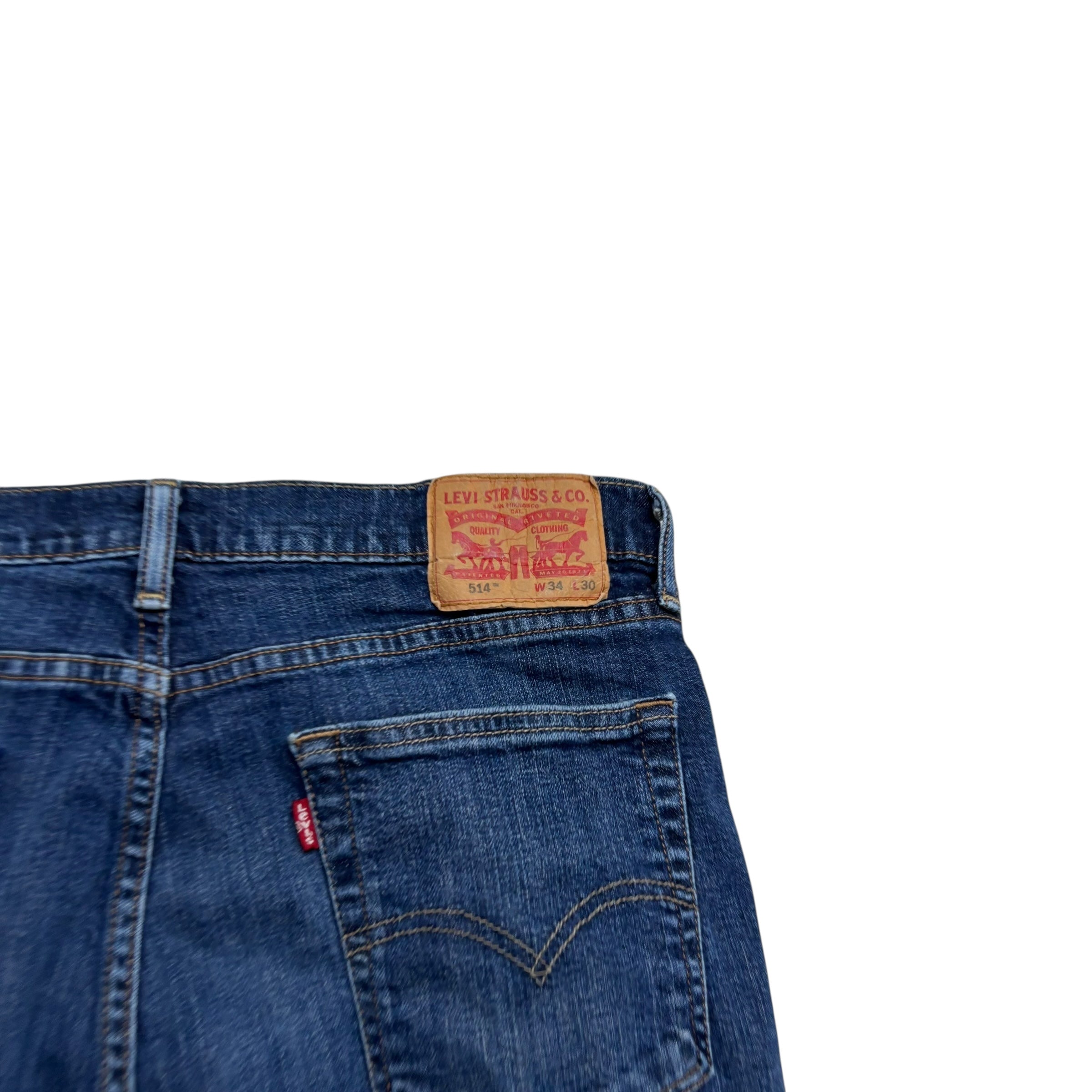 Levis 514 Jeans W34 L30 Mens Dark Blue Regular Straight Fit Stretch Denim