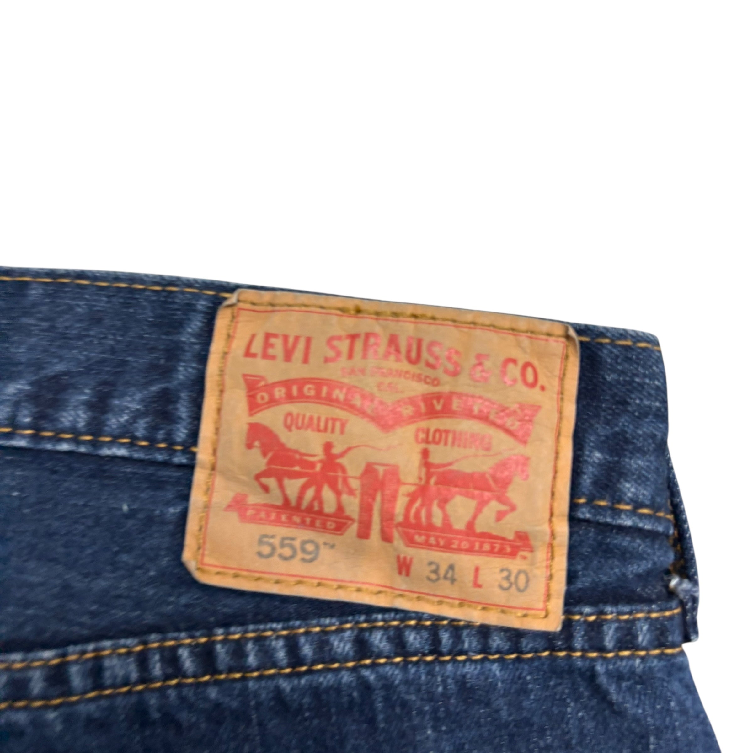 Levis 559 Jeans W34 L30 Mens Dark Blue Baggy Relaxed Straight Vintage Denim (E)