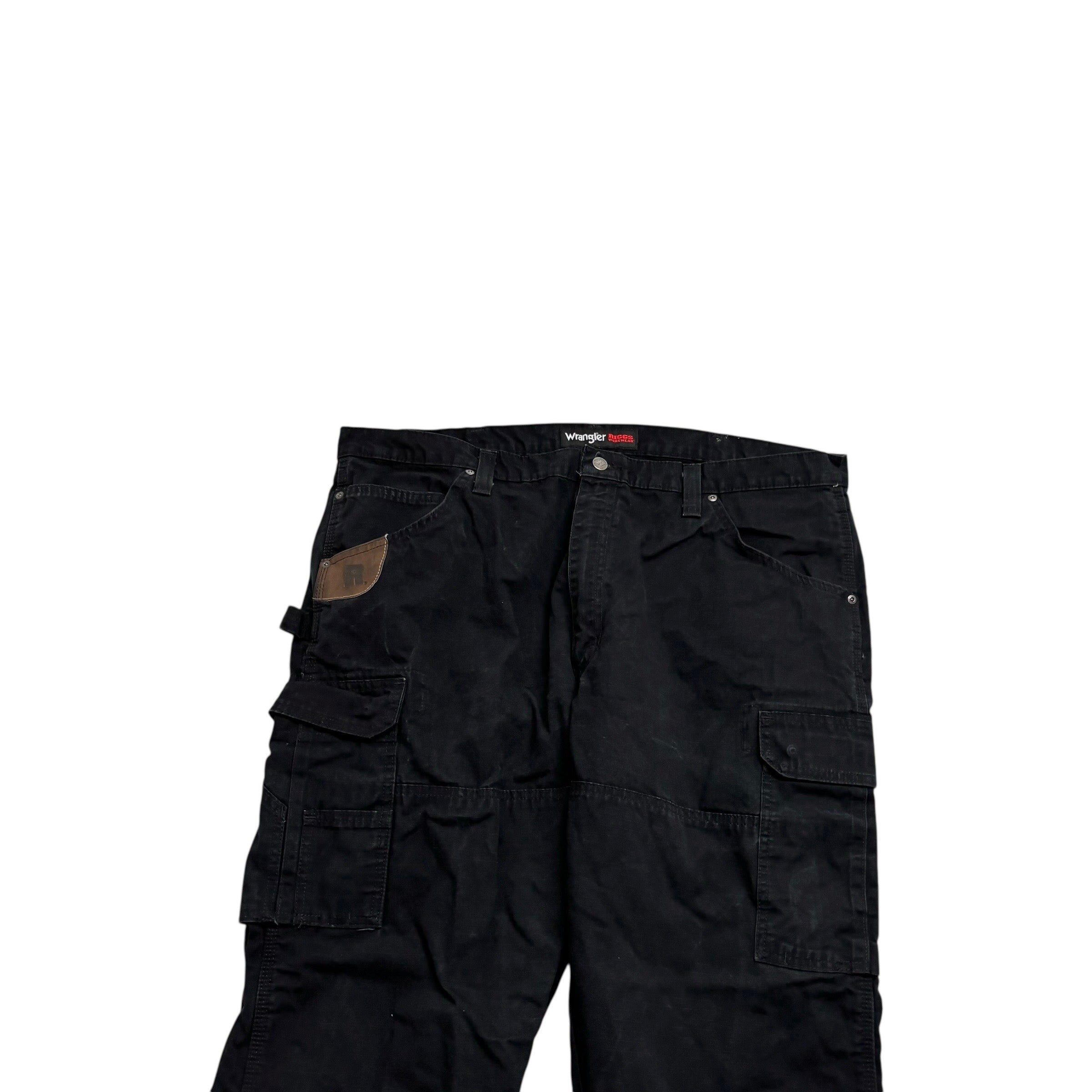 Wrangler Cargo Pants W42 L30 Mens Black Relaxed Straight Fit Trousers (E)