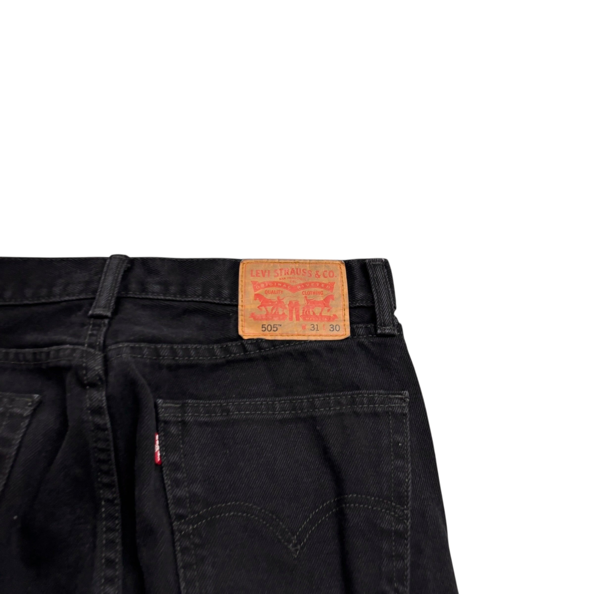 Levis 505 Jeans W31 L25 Mens Black Regular Straight Fit Vintage Denim (E)