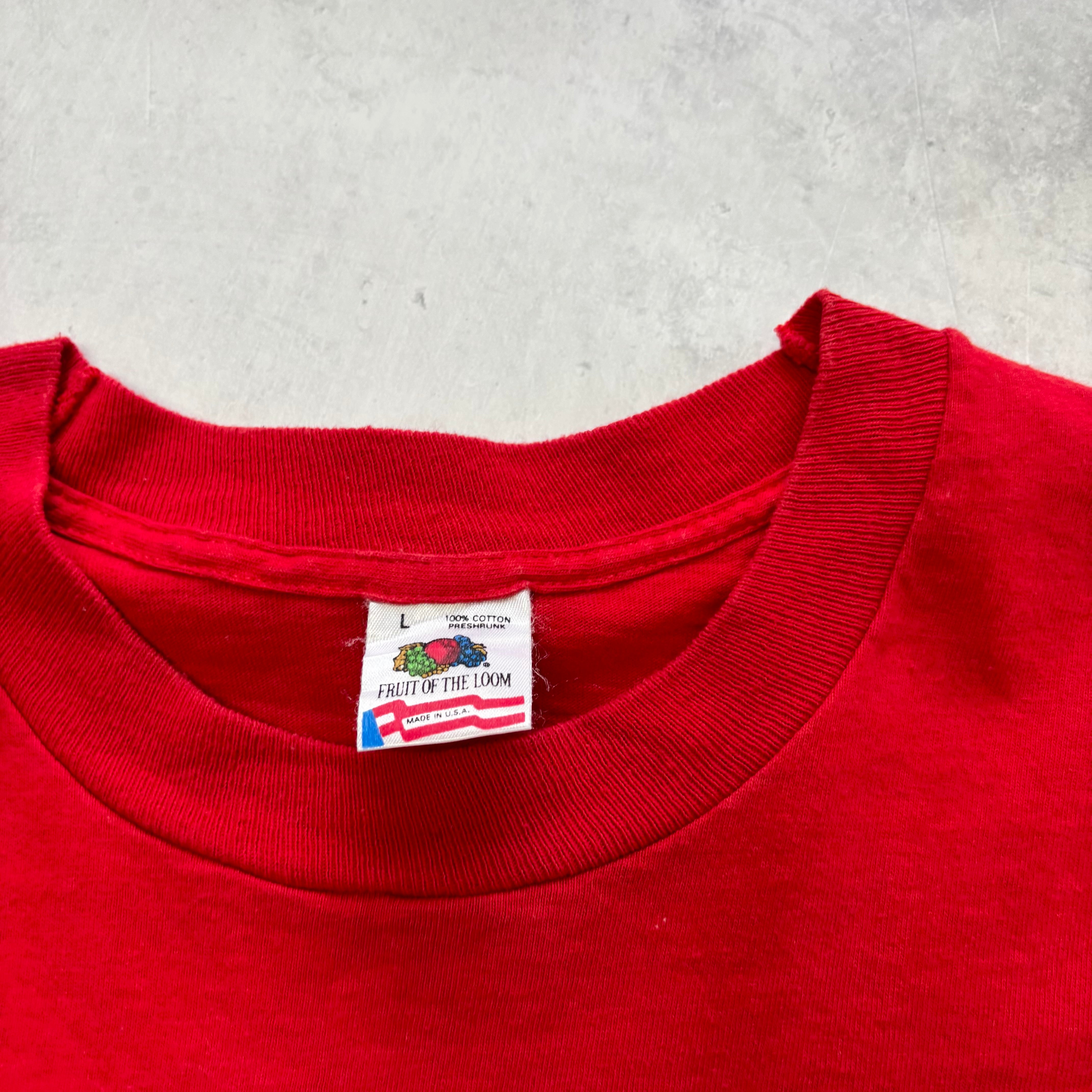 Vintage T Shirt Mens Medium Red Single Stitch Graphic Print 90s Racing (E)