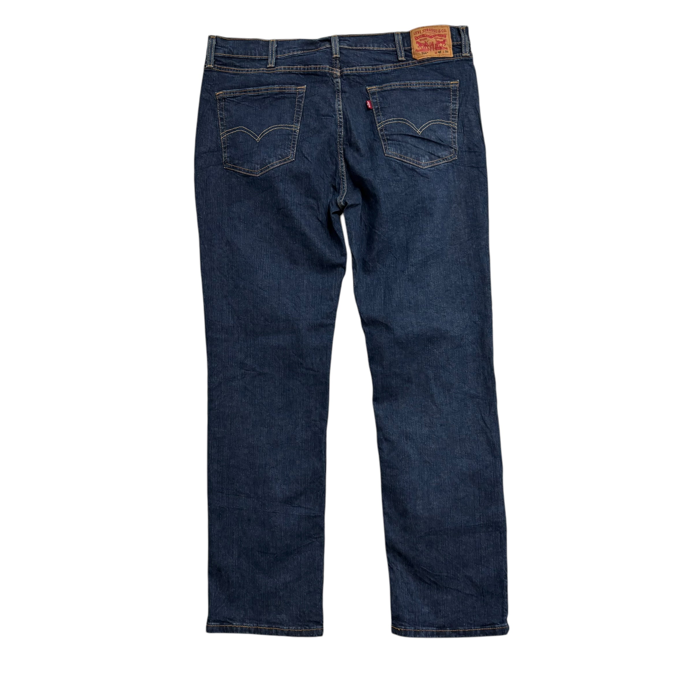 Levis 514 Jeans W40 L32 Mens Dark Blue Regular Straight Fit Stretch Denim (E)